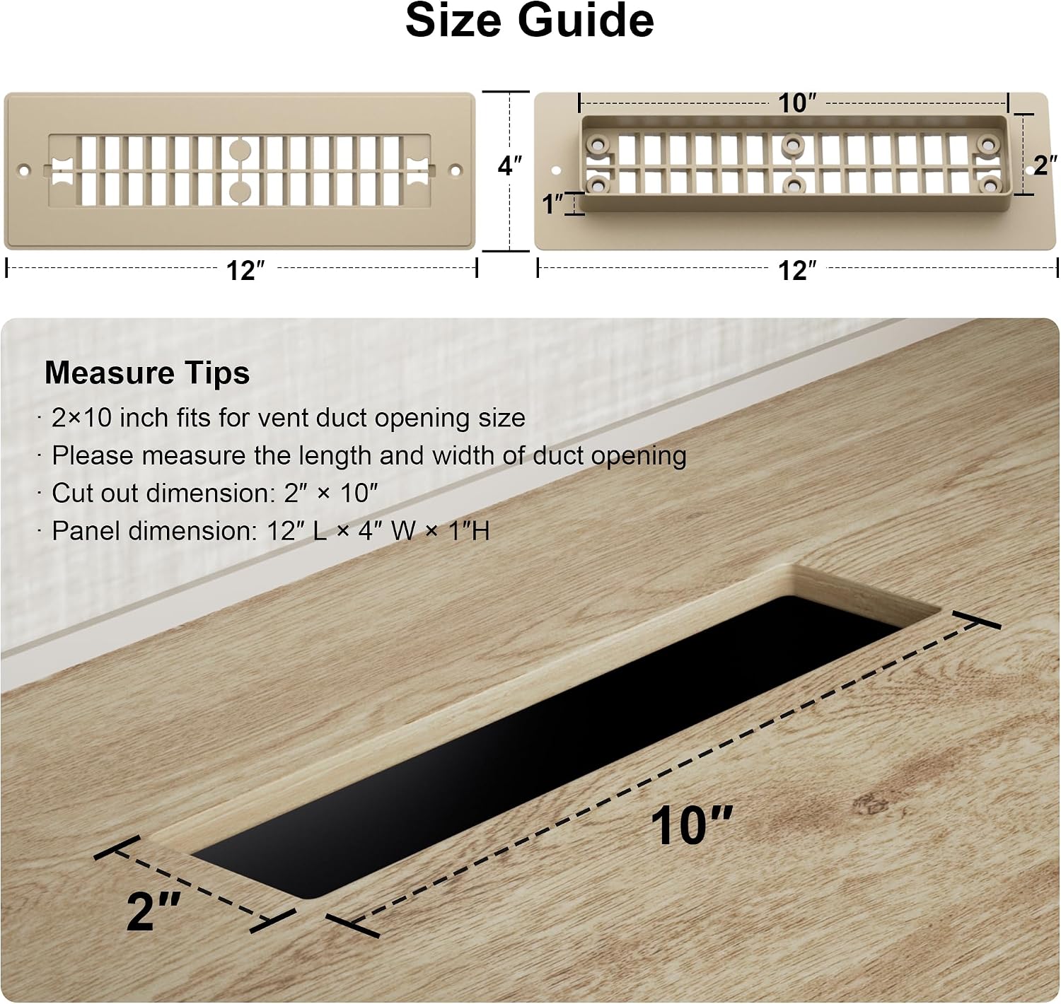 Aluminum RV Essential Replacements: Camper Foldable Shelf Space Save + Travel Trailer Floor Vent Cover 2x10 Inch image 5