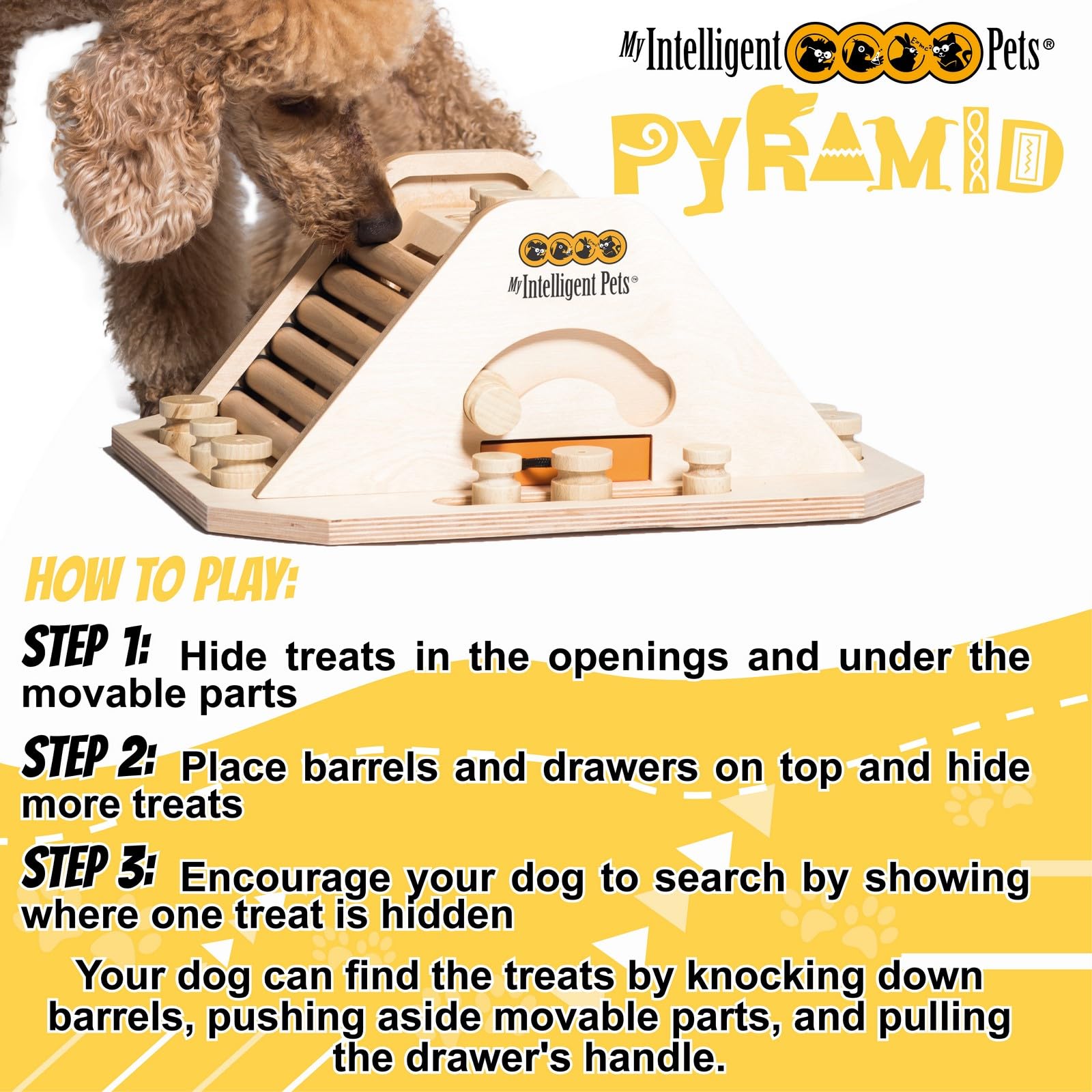 Juguete Interactivo de Madera para Perros Pirámide, M | Juguetes de inteligencia para perros Uso mental - Juguete interactivo Perro, Juegos de pensamiento para perros