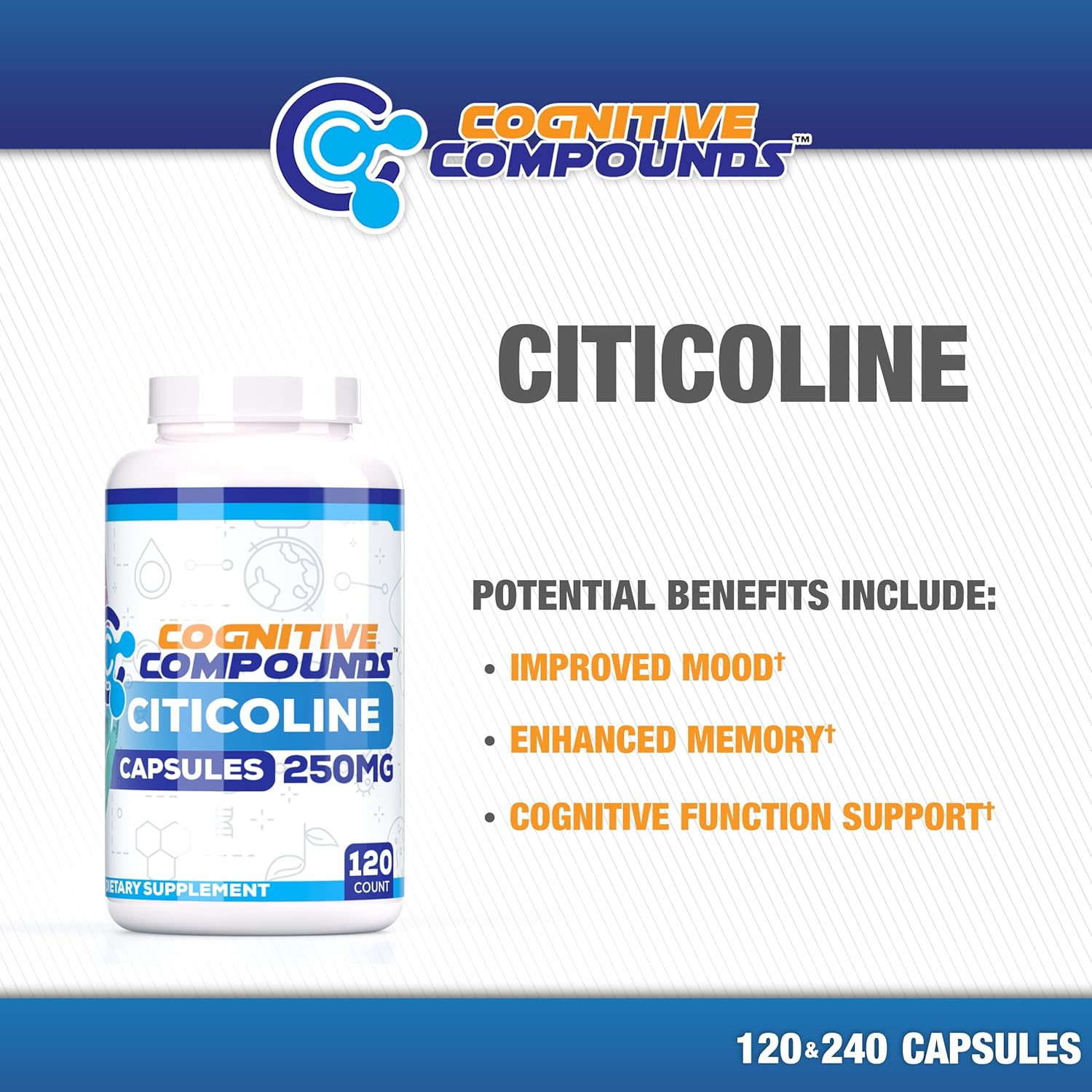 Buy Citicoline (CDPCholine) Capsules 250mg Nootropic Brain Health