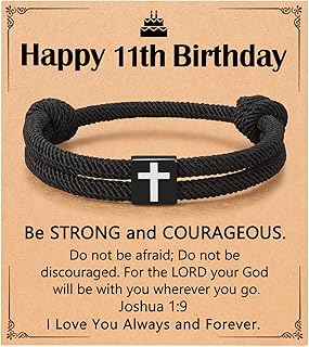 UNGENT THEM Cross Bracelet Happy 8-16th Birthday Gifts for Him Son Grandson Nephew