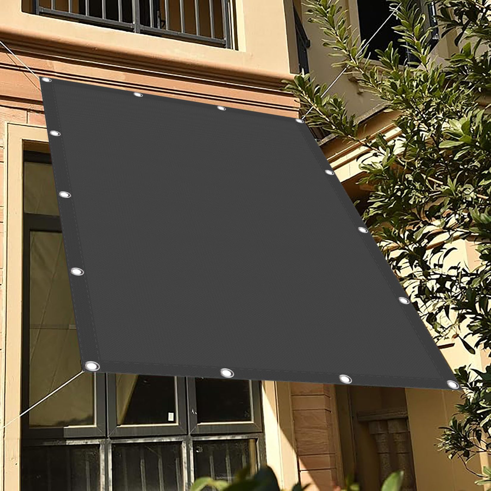 sonnensegel dreieck 150 Dreieckig x 150 cm Wasserdicht Sonnenschutz UV Schutz Segeltuch mit Befestigungsseilen für Balkon Terrasse Schwimmbad Überdachung, Dunkelgrau Variante:ohne Minifooger Südsee-Camp: Eat & drink
