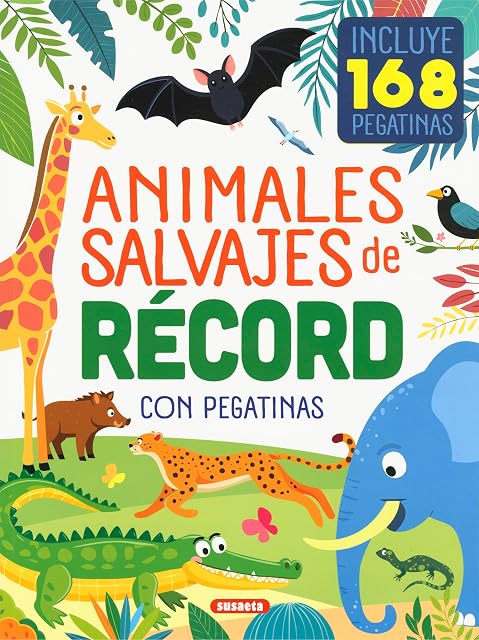 Portada de Animales salvajes de récord con pegatinas