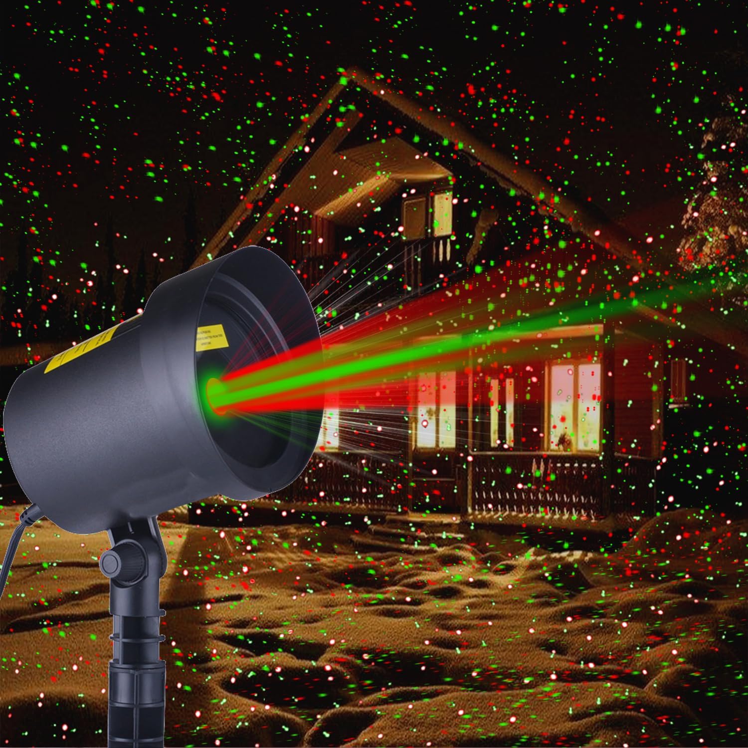 Fisca Laser Christmas Projector Lights Outdoor, Waterproof Red and Green Star Lights Projector Decoration for Christmas Indoor Holiday Birthday Party