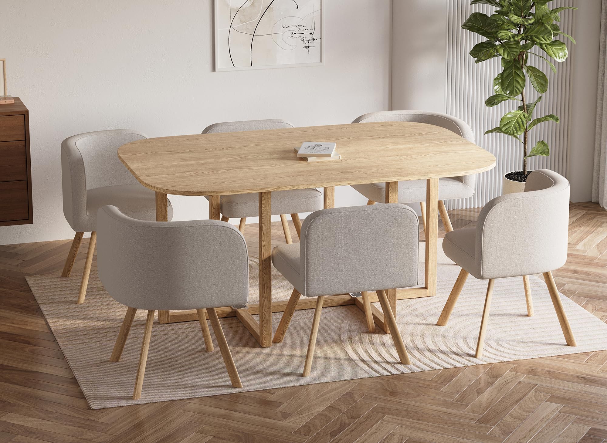DecoInParis Ensemble Table + 6 chaises encastrables FLEN XL