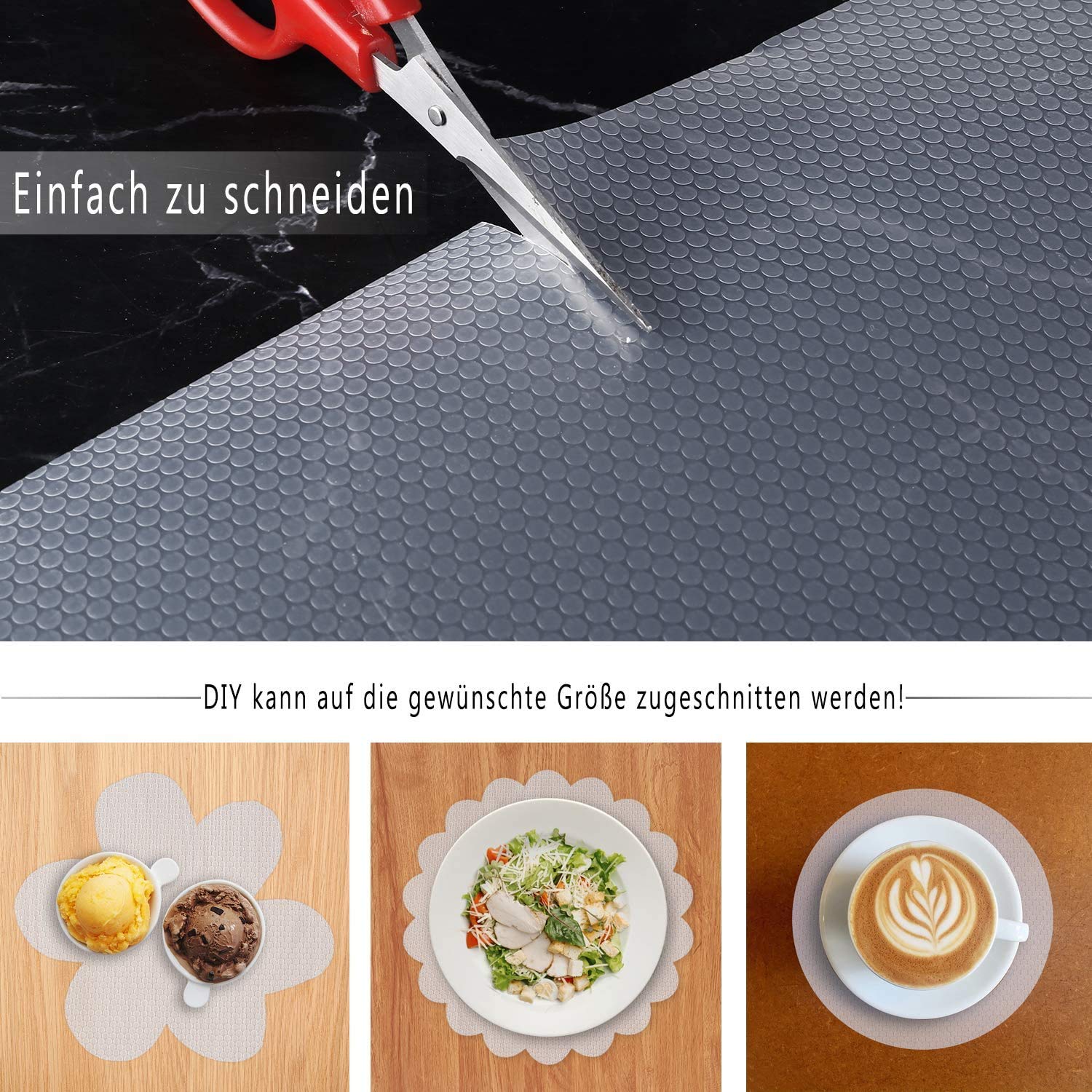 HooTown Küchenschubladenmatten,60x500cm Transparent Antirutschmatte | Nicht klebende Eva Shelf Liner,Zuschneidbar,wasserdichtem,Tischsets für Regale,Schrankpapier und Kühlschran