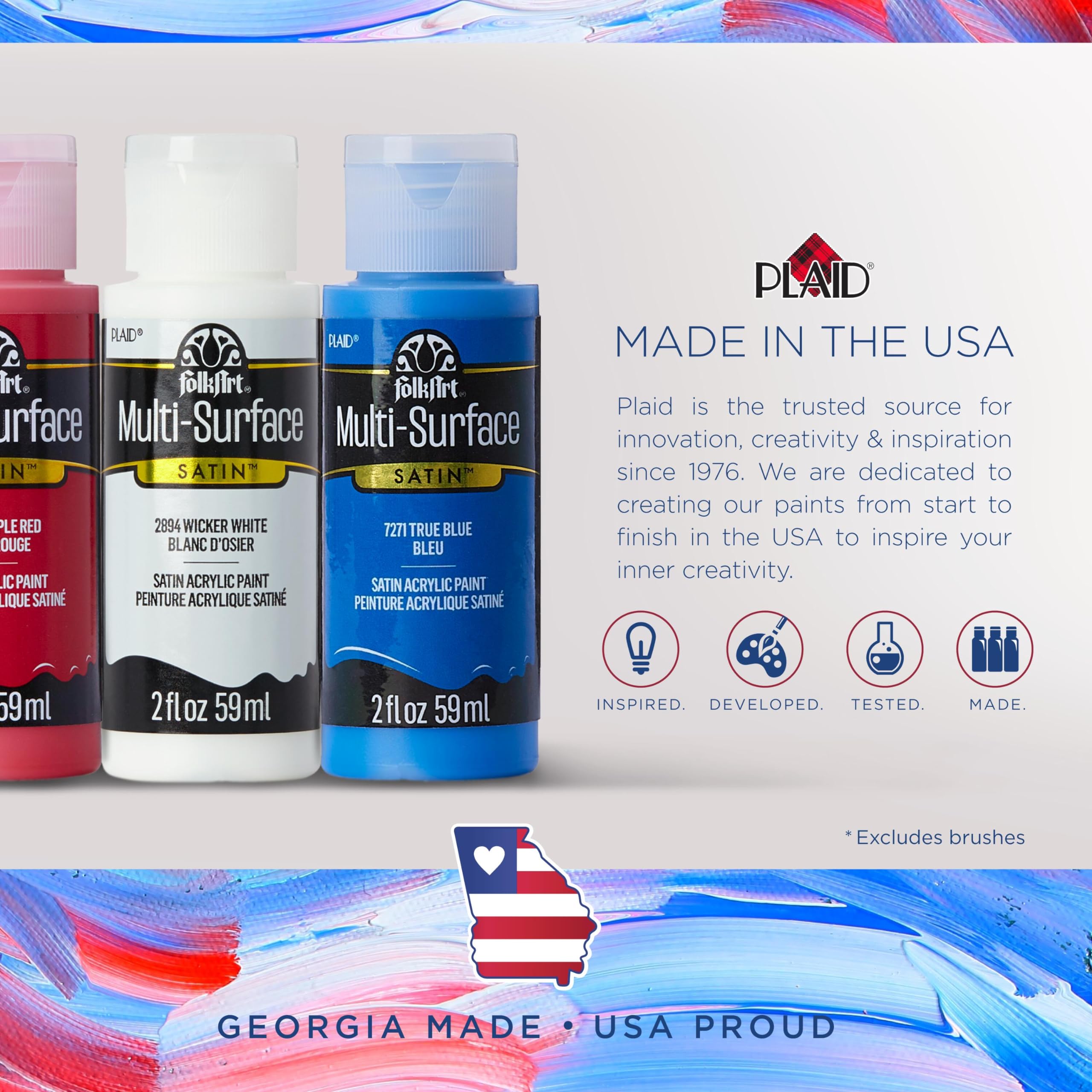 FolkArt Multi-Surface Skintone Acrylic Craft Paint Kit, 11 Piece Set Featuring 8 Satin Finsh Colors and 3 Premium Paintbrushes, PROMOSKNTN12 - Image 3