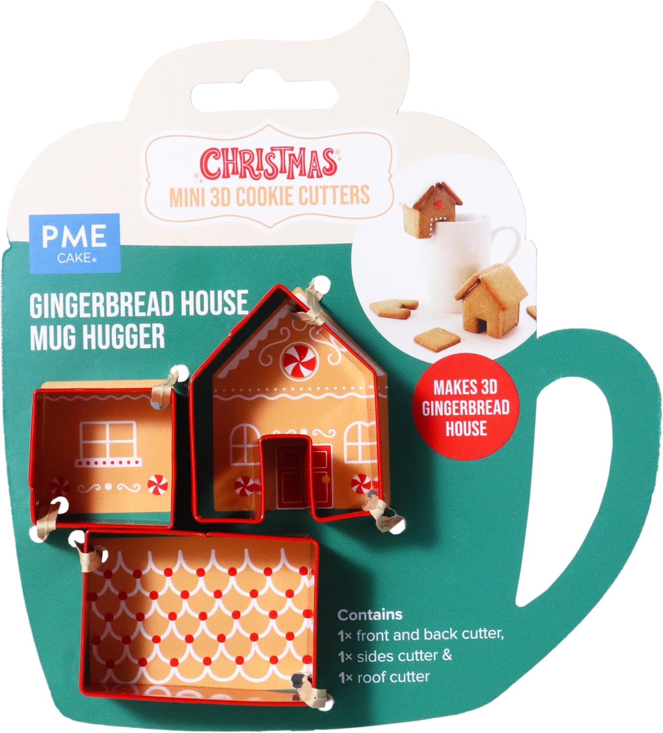 PME Christmas Cookie Cutters, Mini Gingerbread House, Mug Hugger (Set of 3)