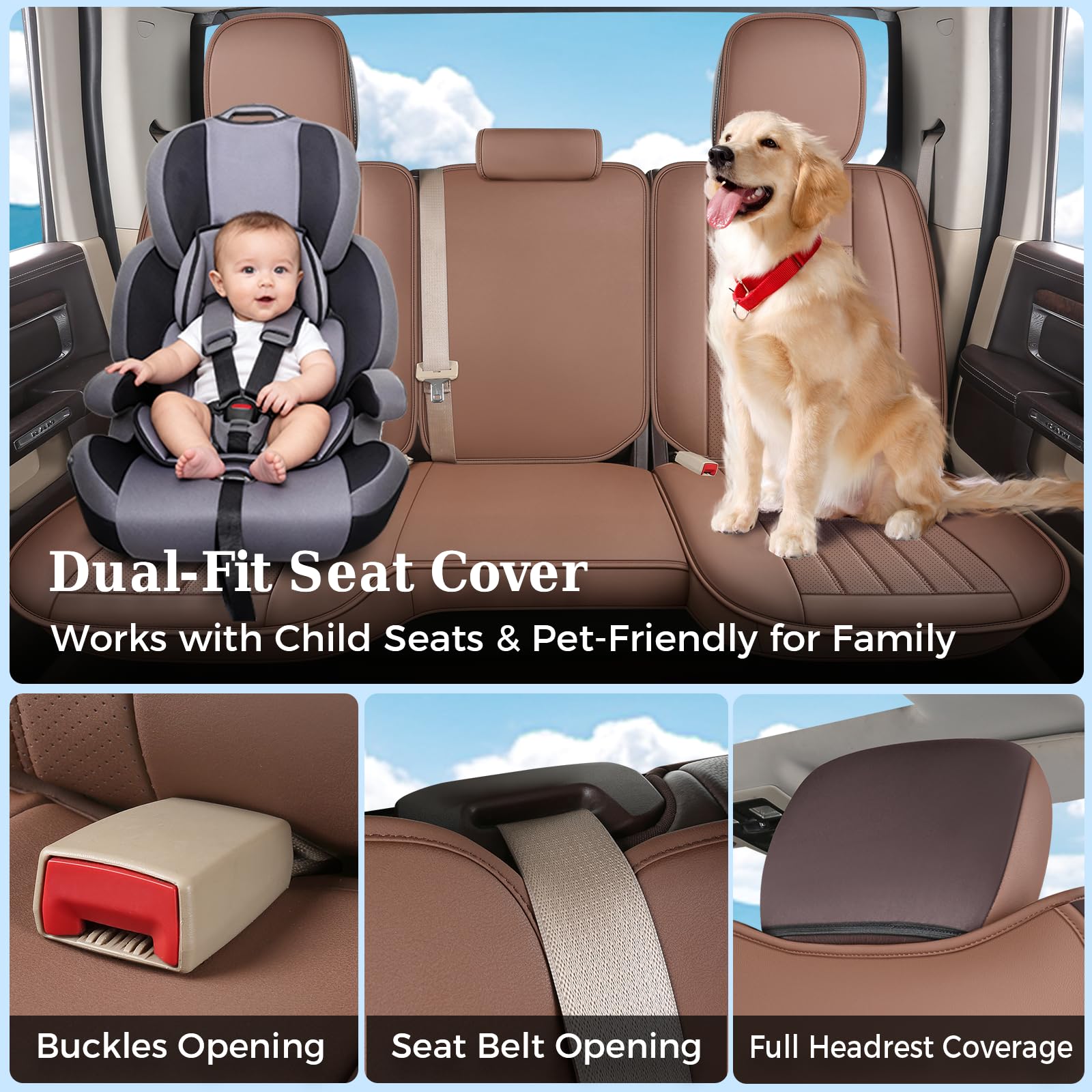 Truckiipa Car Seat Covers Full Set Dodge Ram Seat Covers Full Coverage Leather Protector Pickup Truck Accessories Custom — view 8