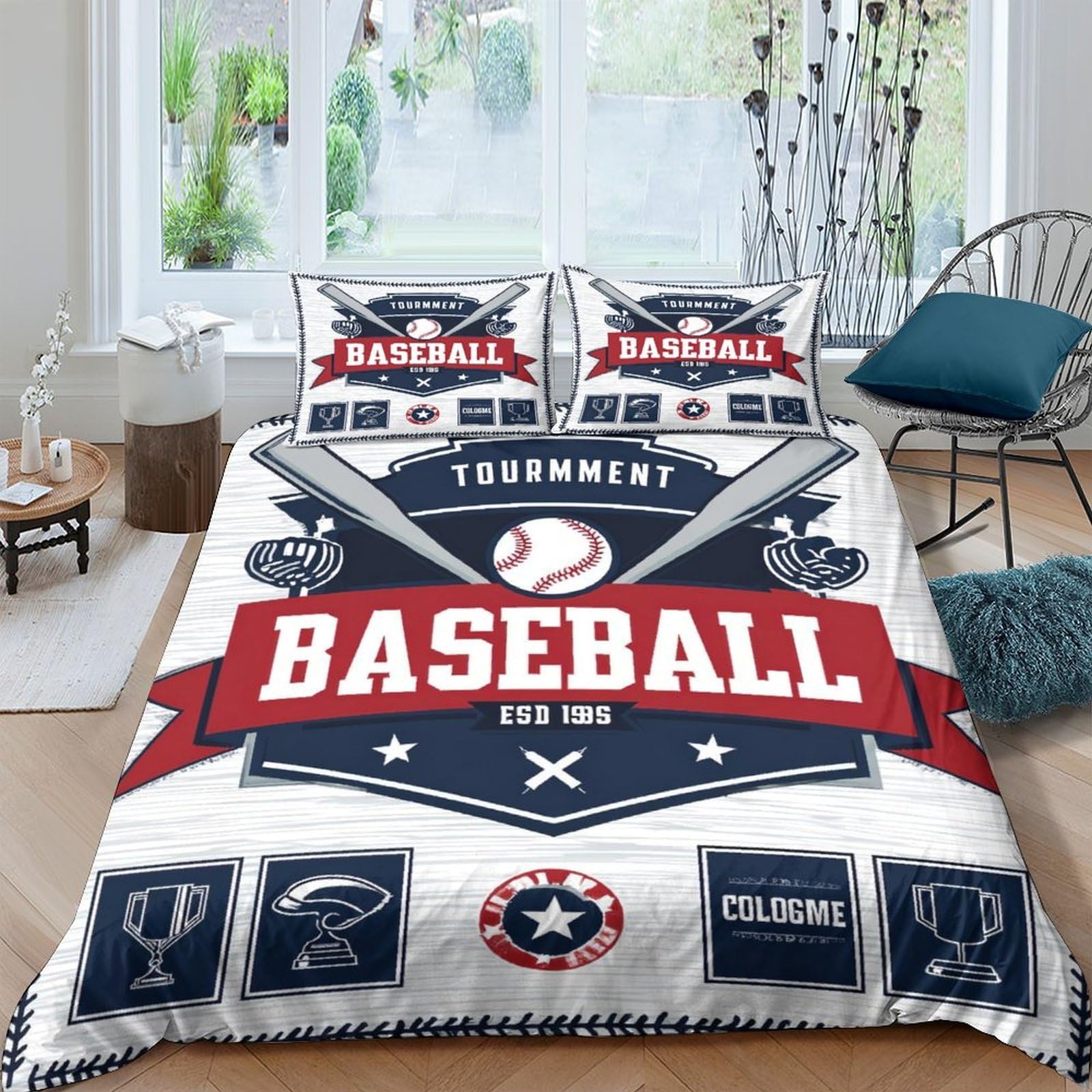 Ctjqhvkz Style-8 3D Printed Baseball Tournament Fitted Sheet Microfiber Soft Breathable Sports Bed Cover For Bedroom Dorm Decor Single（135X200cm）