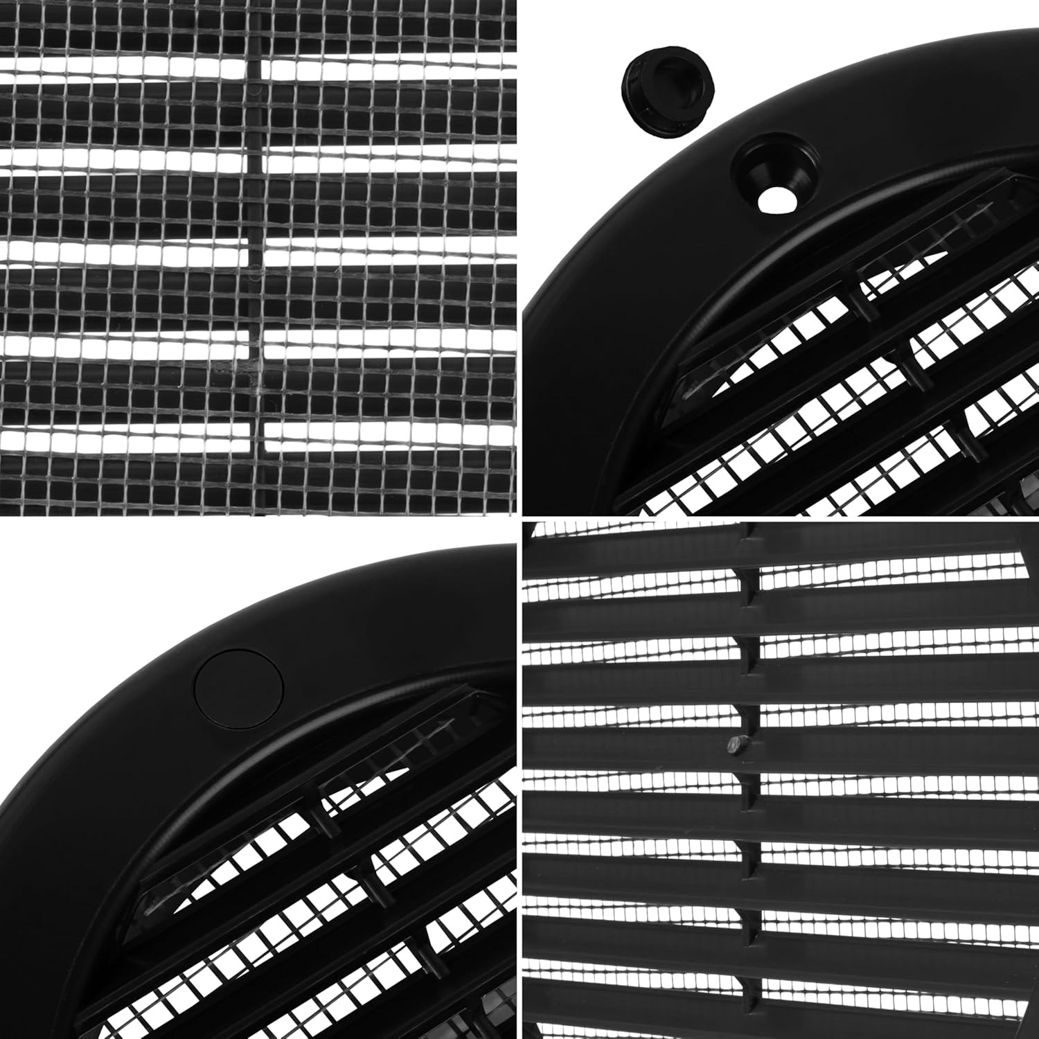 Repa Market 6 Inch (Opening) Black Round Air Vent Cover - Pack of 10 Plastic Fresh Air Intake Vent - AC Cover with Nylon Mesh Screen - Wall, Ceiling HVAC Return Air Register - Modern Soffit Vents