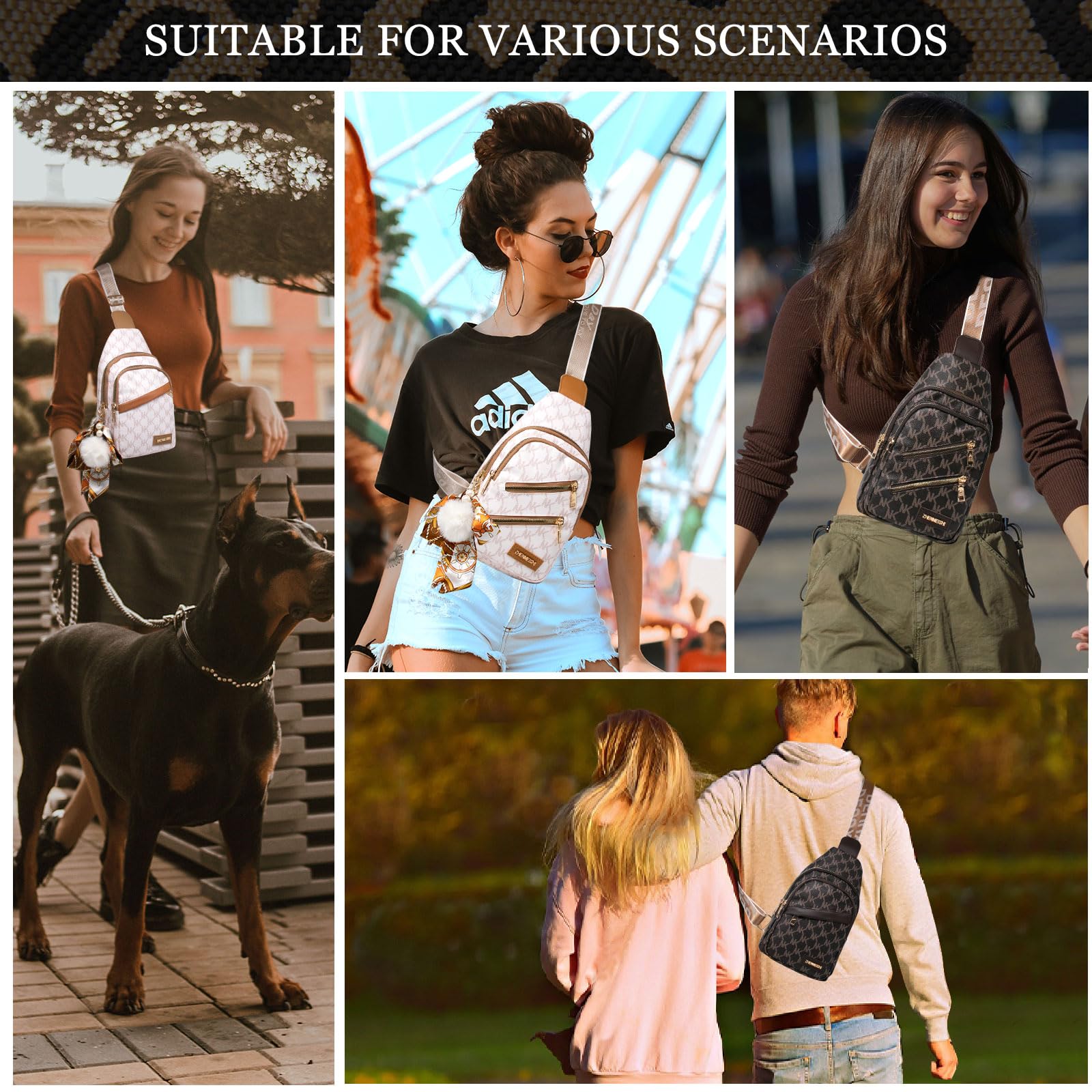 Long Keeper Zaino Monospalla Donna Pelle PU Marsupio Monospalla Piccolo Impermeabile Borsa Monospalla Viaggio Borsello Tracolla Sling Bag per Donna Uomo
