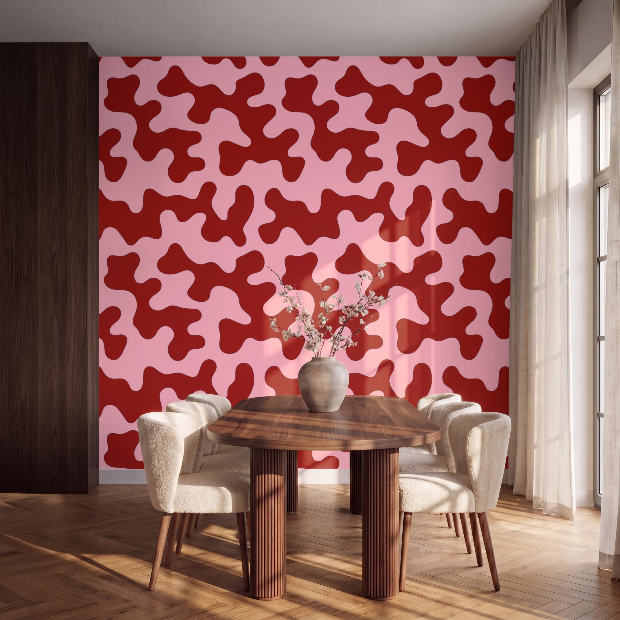 Papel Pintado Vinilico 300x300 cm Primera Calidad Papeles Pintados De Pared Pour Salon Dormitorio Decorativo Wallpaper Cocina Moderno - Abstracto - Rojo