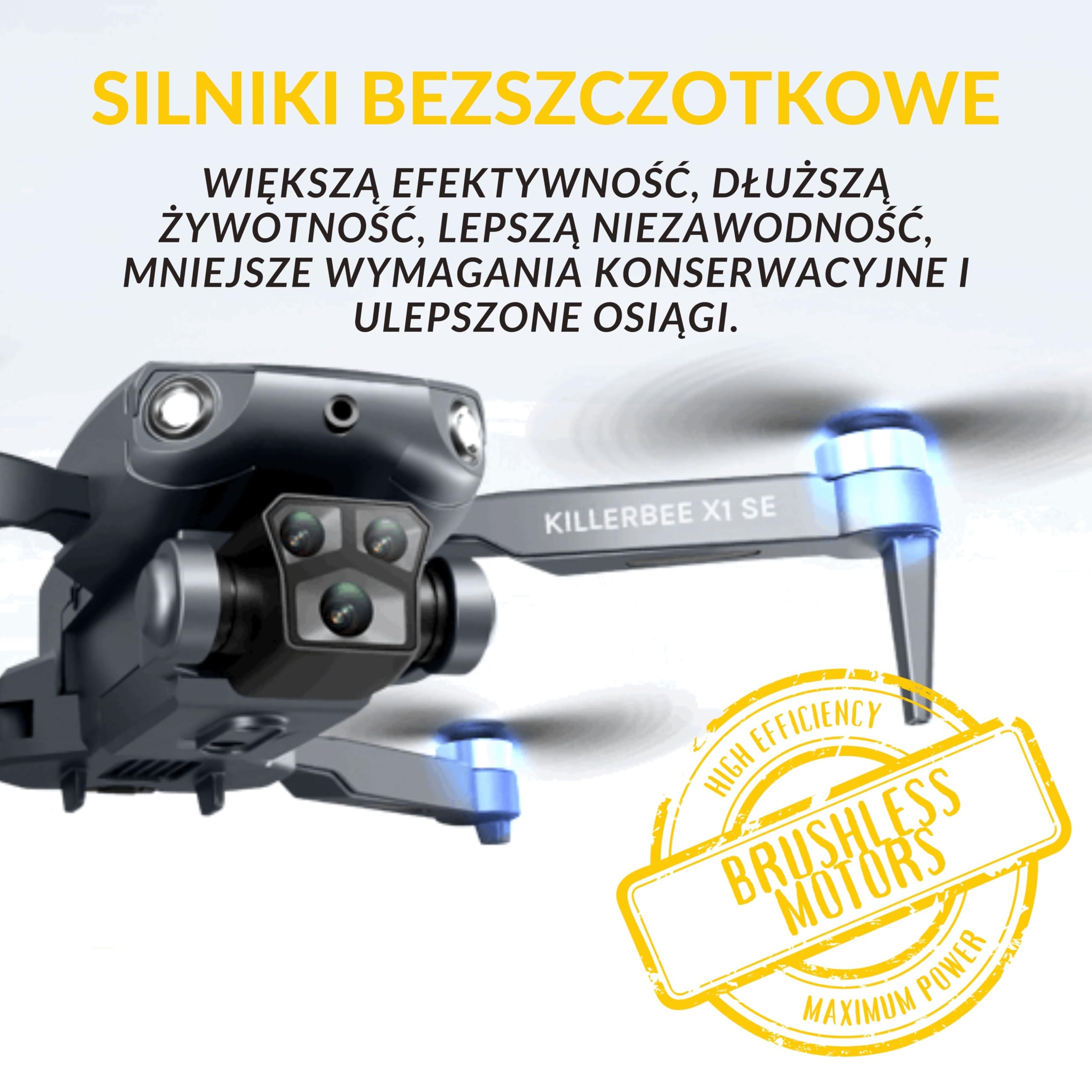Killerbee X1 SE Sky Predator – dron z podwójną kamerą – dla dzieci i dorosłych – silniki bezszczotkowe – zestaw Ultra Fly More Combo – 48 minut czasu lotu – w zestawie torba i 4 akumulatory