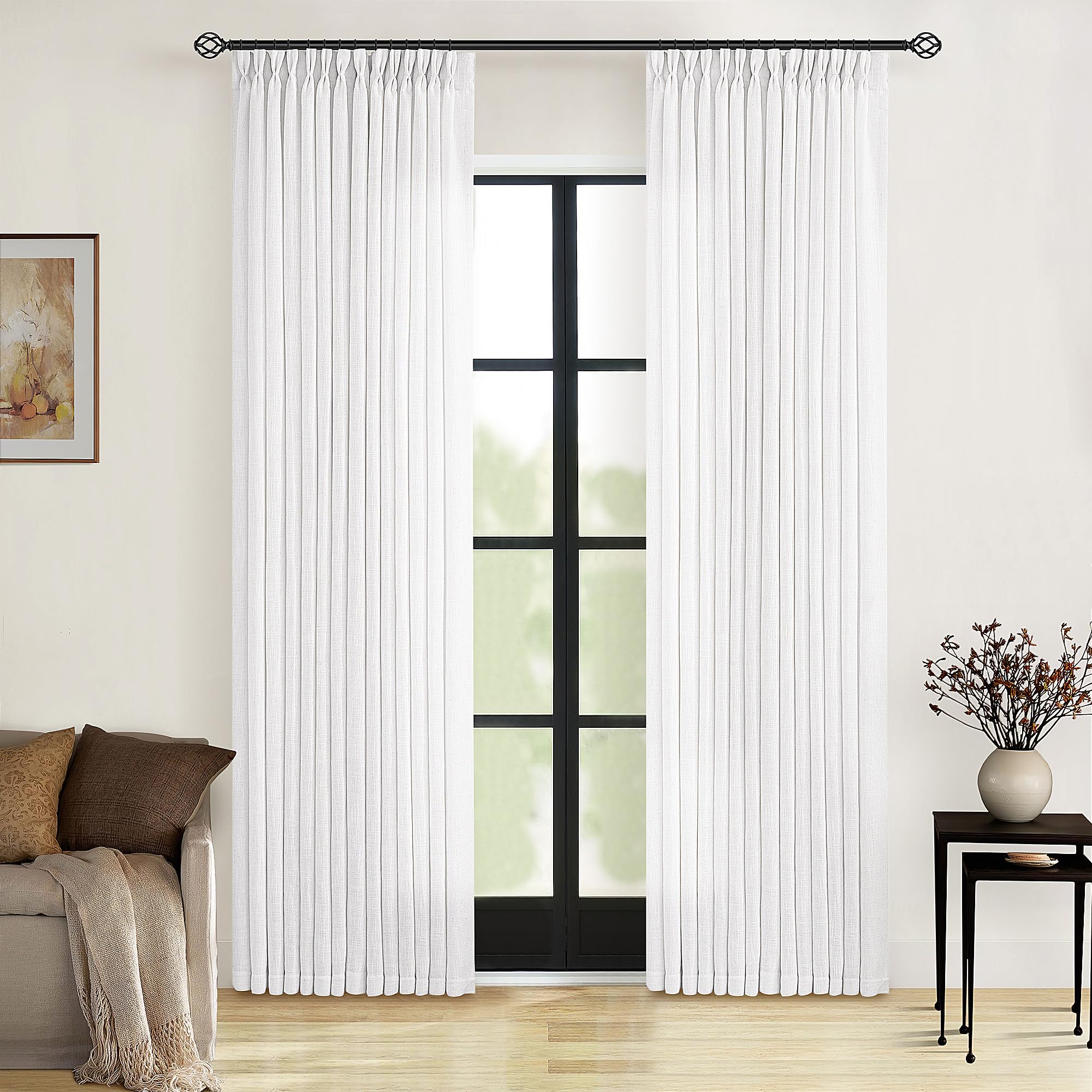 Amazon.com: White Linen Curtains 80 Inches Long for Living Room