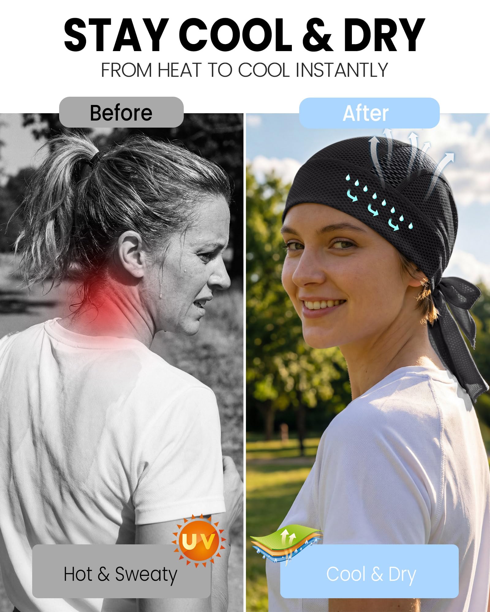 GXCROR Bandana męska chusta na głowę, Durag, szybkoschnąca, oddychająca, sportowa, do jazdy na rowerze, motocyklu, biegania