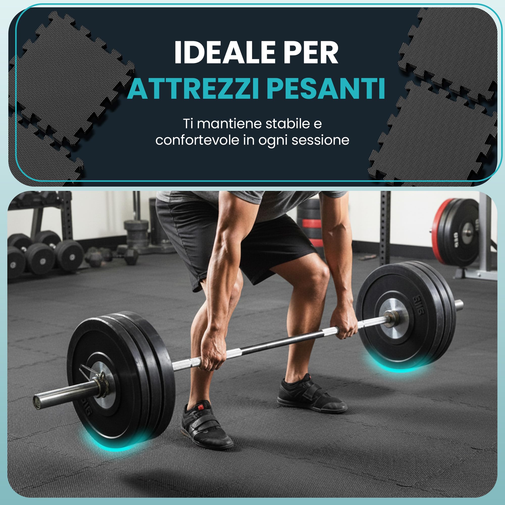 Tappeto Da Fitness A Puzzle【Set Da 21 Tappetini】Materassino Antiscivolo Da Palestra Componibile Con Protezione Antiurto Per Pavimenti, Tappetino Palestra, Pesi Workout Ginnastica Sport Piscina Garage
