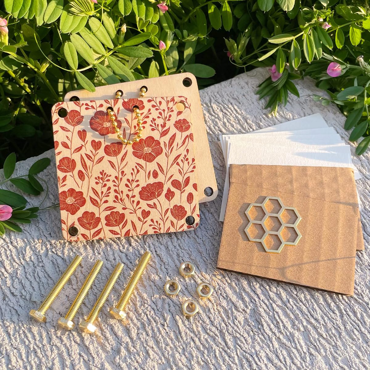 Taschenblumenpresse, kleine Blumenpresse, Mikroblumenpresse, Mini-Pflanzenkonservierungs-Kit für Kunst- und Handwerksliebhaber (Gold)