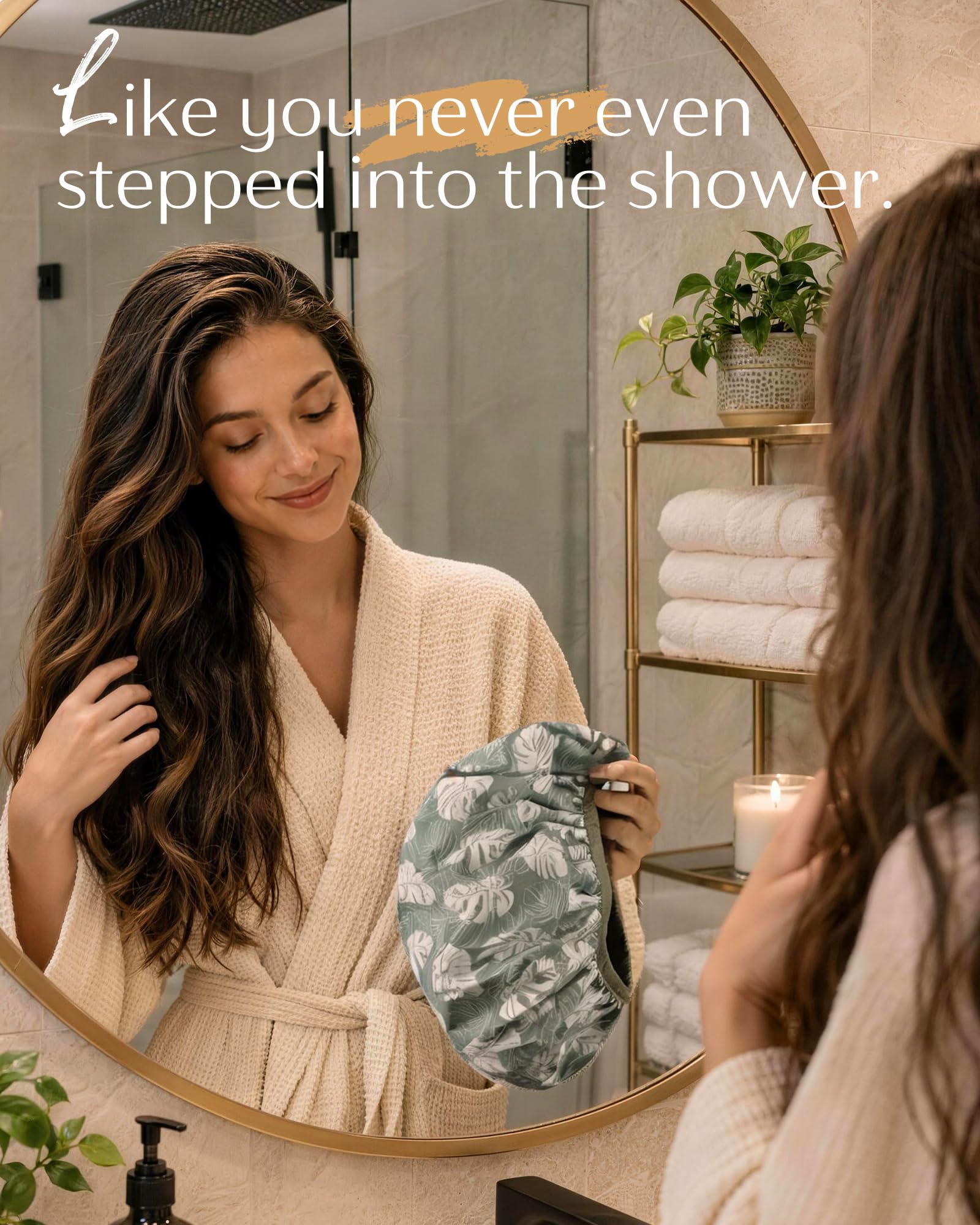 Satin Shower Cap - Frizz Free & Waterproof -6 Satin Shower Cap - Frizz Free & Waterproof -6