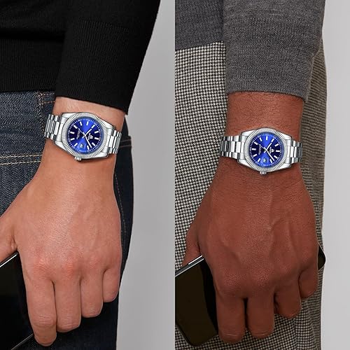 Miniatura 6 de LN LENQIN Relojes para Hombres Resistentes al Agua de Acero Inoxidable Reloj Analógico de Cuarzo de Moda de Negocios de Diseñador Reloj de Pulsera