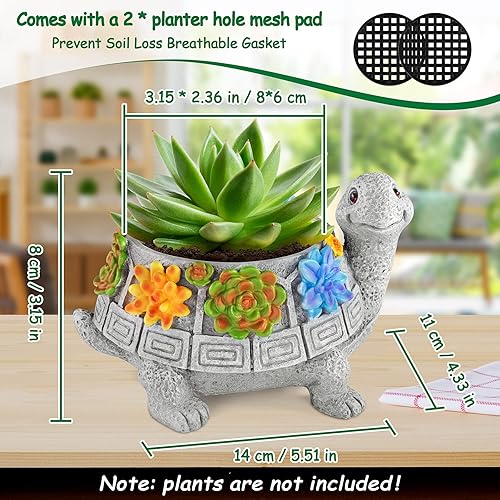 Miniatura 4 de LESES Macetas suculentas de tortuga para plantas de interior con orificio de drenaje, macetas lindas para plantas suculentas, cactus en casa,
