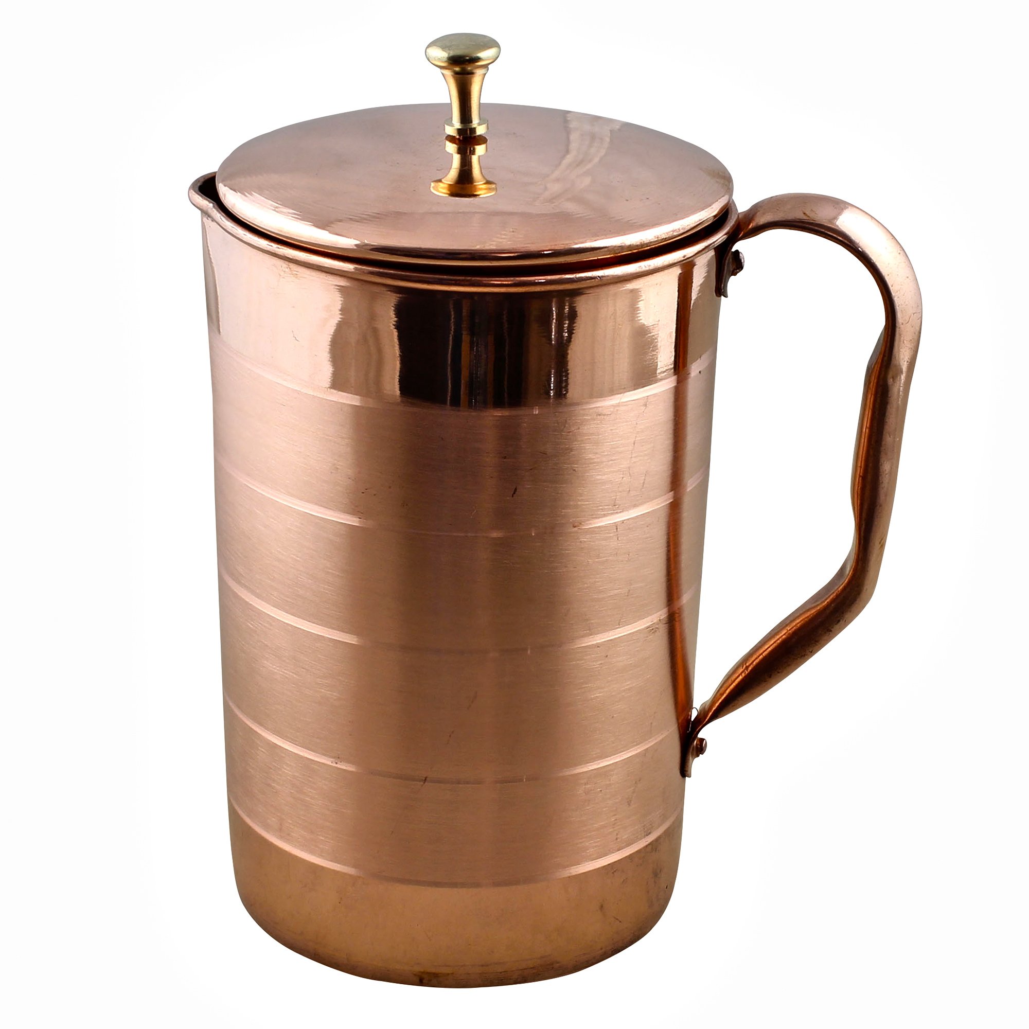 Stylla LondonStylla London® Handmade 100% Line Copper Jug Pitcher with Handle and Lid Best for Water, Ayurveda or Moscow Mule Cocktails