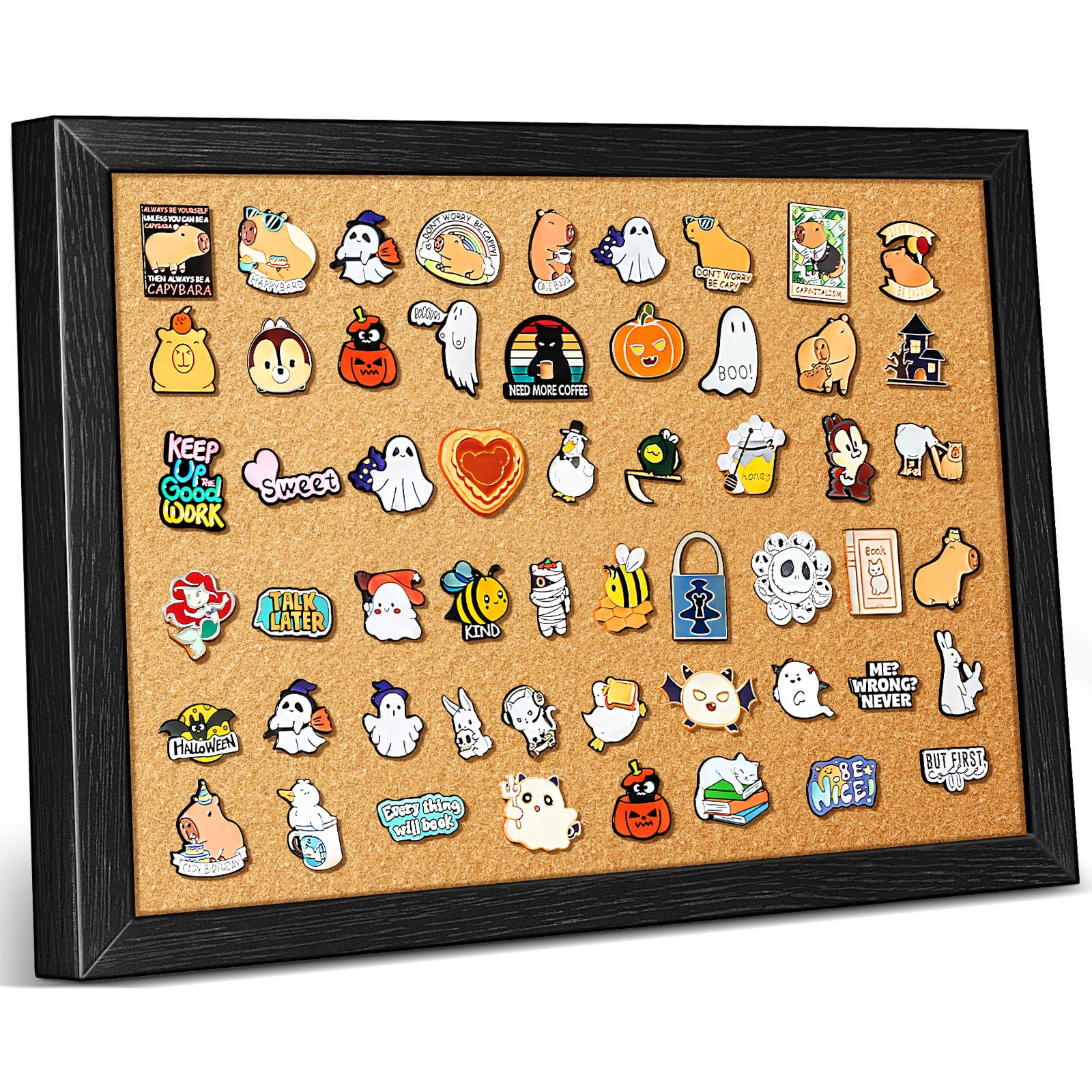 tutata Enamel Pin Display Board, 16'' x 12'' Pin Display Frame, Lapel Pin Holder, Wall Mounted Cork Board for Brooch Pin Storage