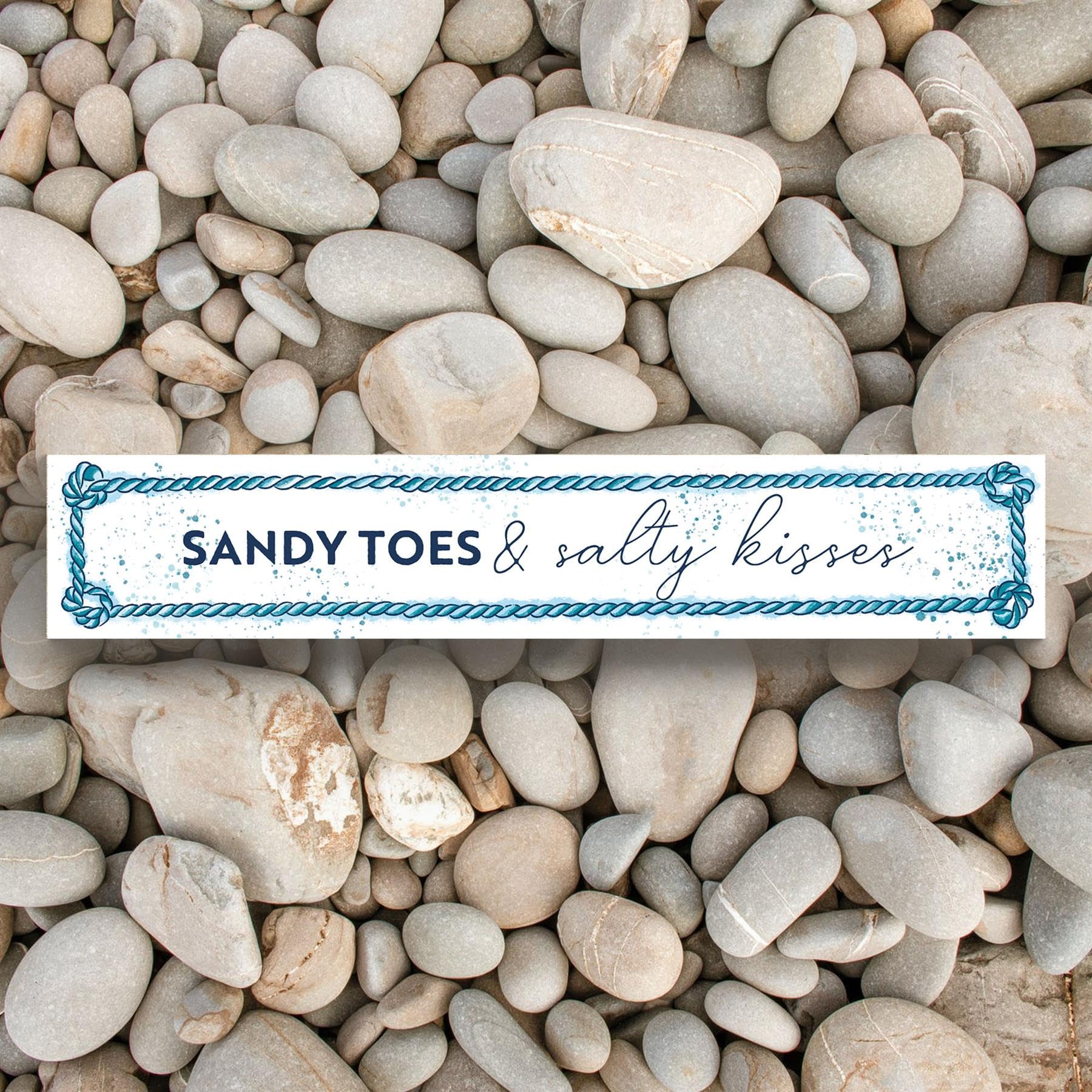 Global Designs SANDY TOES SALTY KISSES NAUTICAL WATERCOLOUR EFFECT WOODEN NOVELTY BLOCK