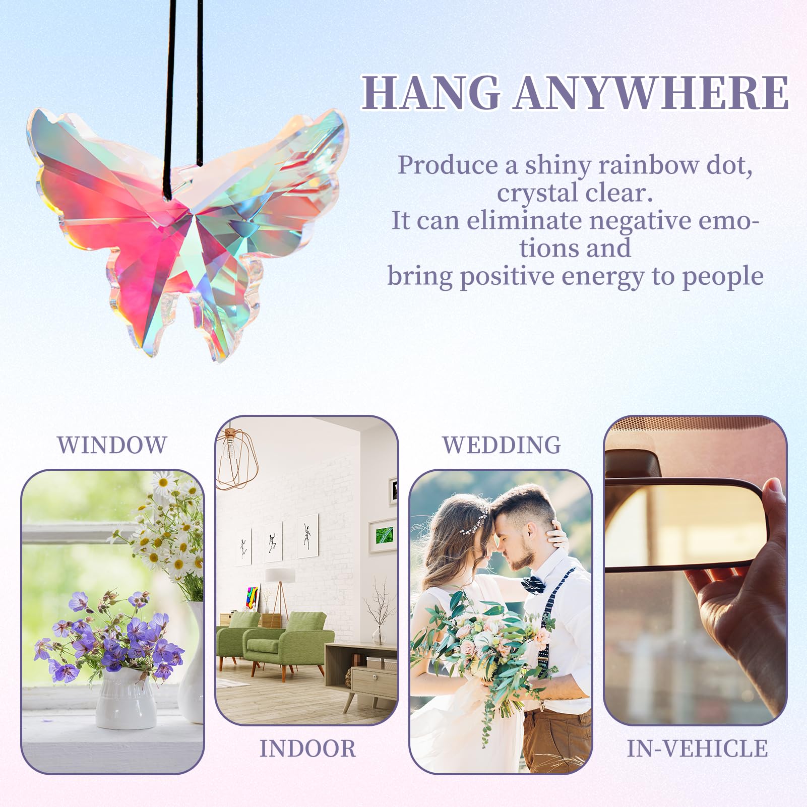 Glass Butterfly Suncatchers for Windows Hanging Crystal Sun Catchers Prism Rainbow Maker Garden Decorations Butterfly Gifts Kit for Outdoor Indoor Home Room Christmas Ornament - Image 4