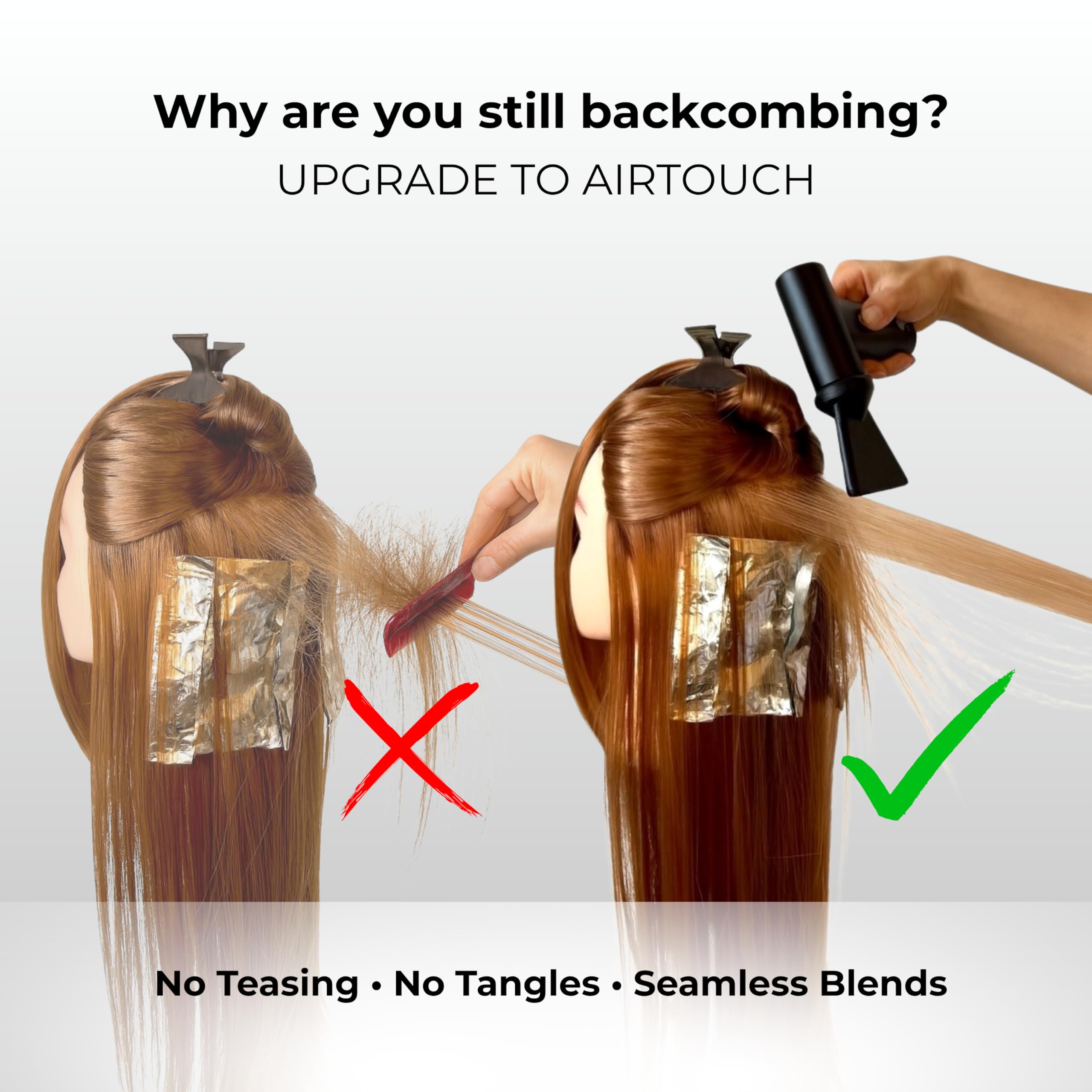 AIR Professional AirTouch Tool – Buse plate rotative pour AirTouch, balayage et mèches | Outil pneumatique de précision sans fil pour coloristes de cheveux | Comprend une poignée à cheveux et | Conçu spécifiquement pour les applications couleur AirTouch