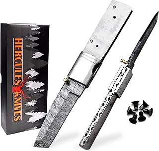 Custom Hand Forged Damascus Steel Blank Blade Tanto Folding Knife Pocket Knife DIY Knife Making Supplies - Hercules Knives