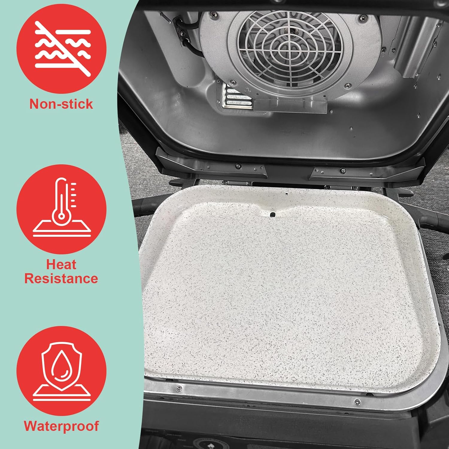 Griddle Pan & Rib Rack for Ninja Woodfire OG751/OG700 Series Grill, Non-Stick Upgraded Ceramic Cooking Flat Top Griddle Plate for Ninja XSKGRDPLT Woodfire Accessories, with 4 Full Racks Holder of Ribs