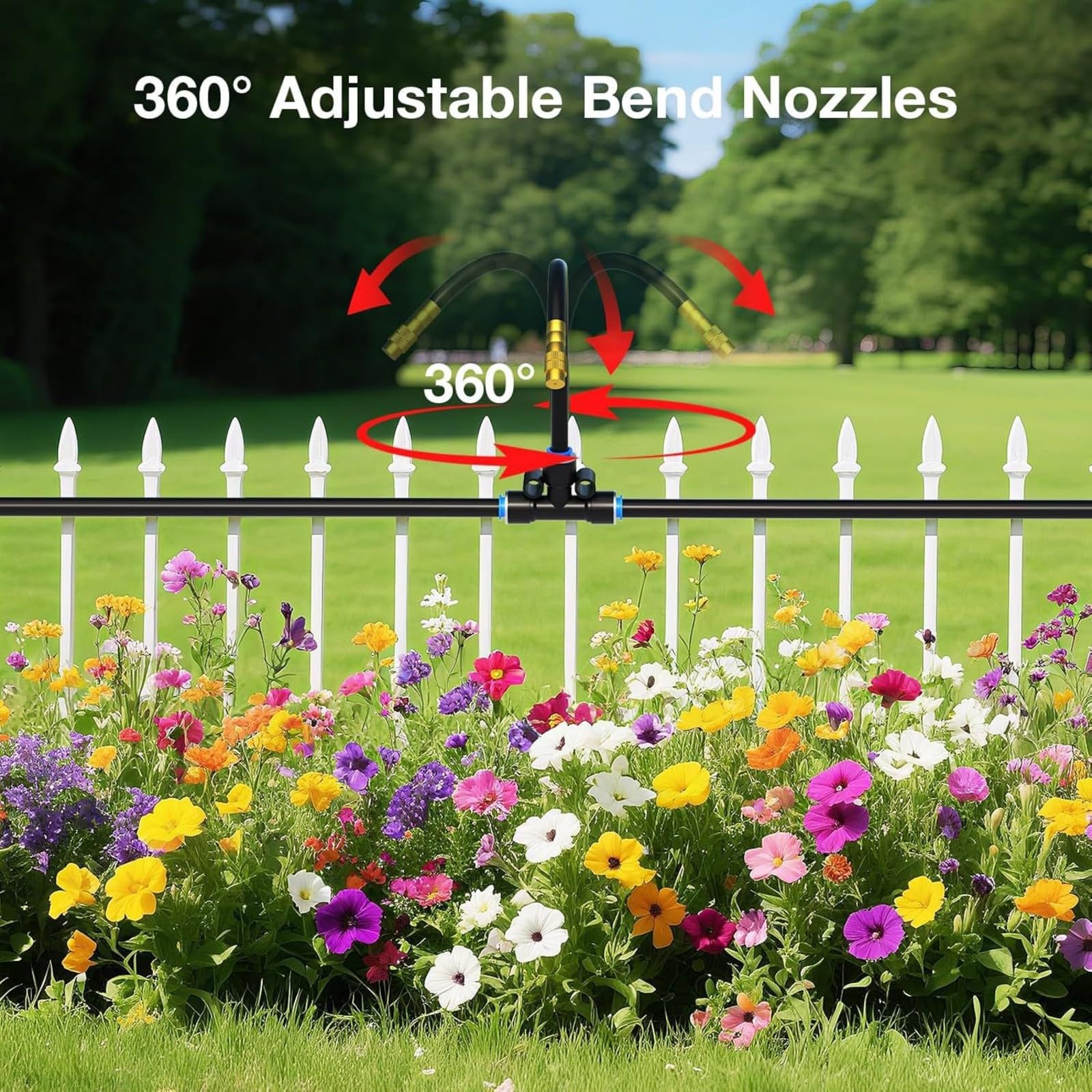 Sistema Di Irrigazione Automatico 30m, 16 Ugelli Regolabil, Kit di Nebulizzazione 6mm in Ottone, Risparmio Idrico per Giardino, Serra e Terrazzo, Fino all’80% di Acqua Risparmiata