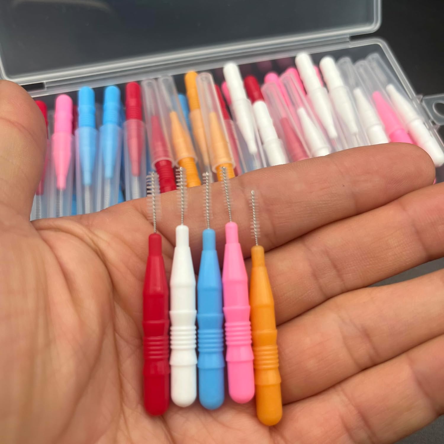 50 Count Interdental Brush,Toothpicks Tooth Flossing Head Oral Dental Hygiene Brush,Teeth Cleaner Dental Floss Stick Tooth Cleaning Tool