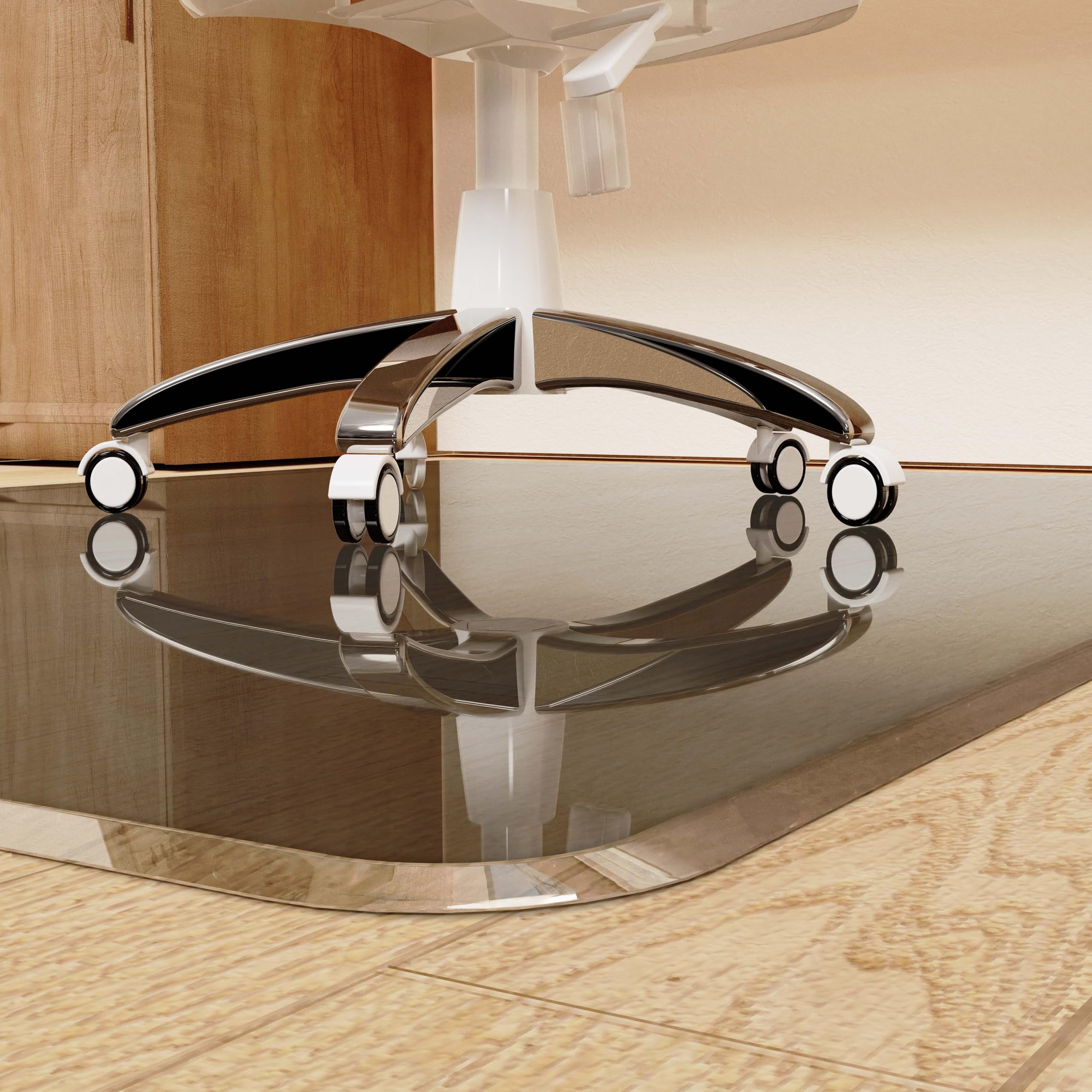 Beveled Edge Irregular Office Chair Mat for Carpet or Hardwood Floor Crystal Grey 36" x 48" for a Smooth Glide and Easy Roll On/Off, Heavy Duty and Non-Slip Floor Chair Mat