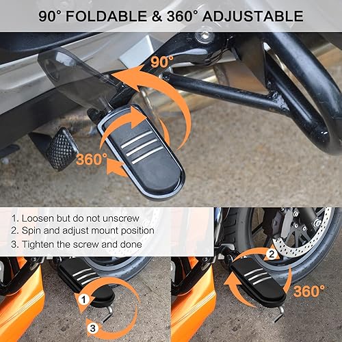 Miniatura 2 de Estriberas de carretera en ángulo de 1.25 pulgadas de largo para motocicleta, reposapiés ajustables con abrazaderas kit de soportes compatible con