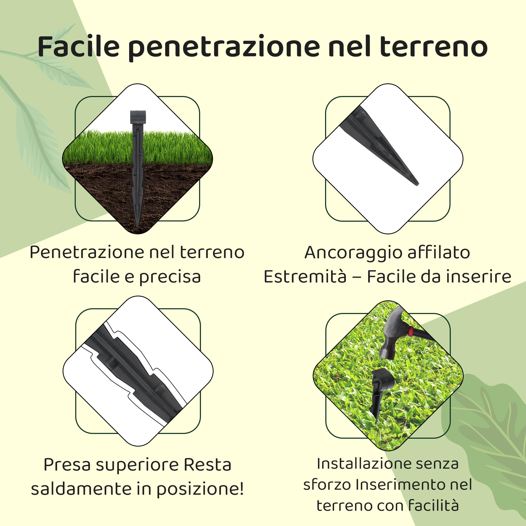 GARDENIX Ancoraggio per tubo da giardino, 50 pezzi – Ancoraggio di fissaggio per tubo antigoccia, irrigazione picchetto – Ø 16 mm – Tubo di perla, forcella stabile e infrangibile, lunga durata,