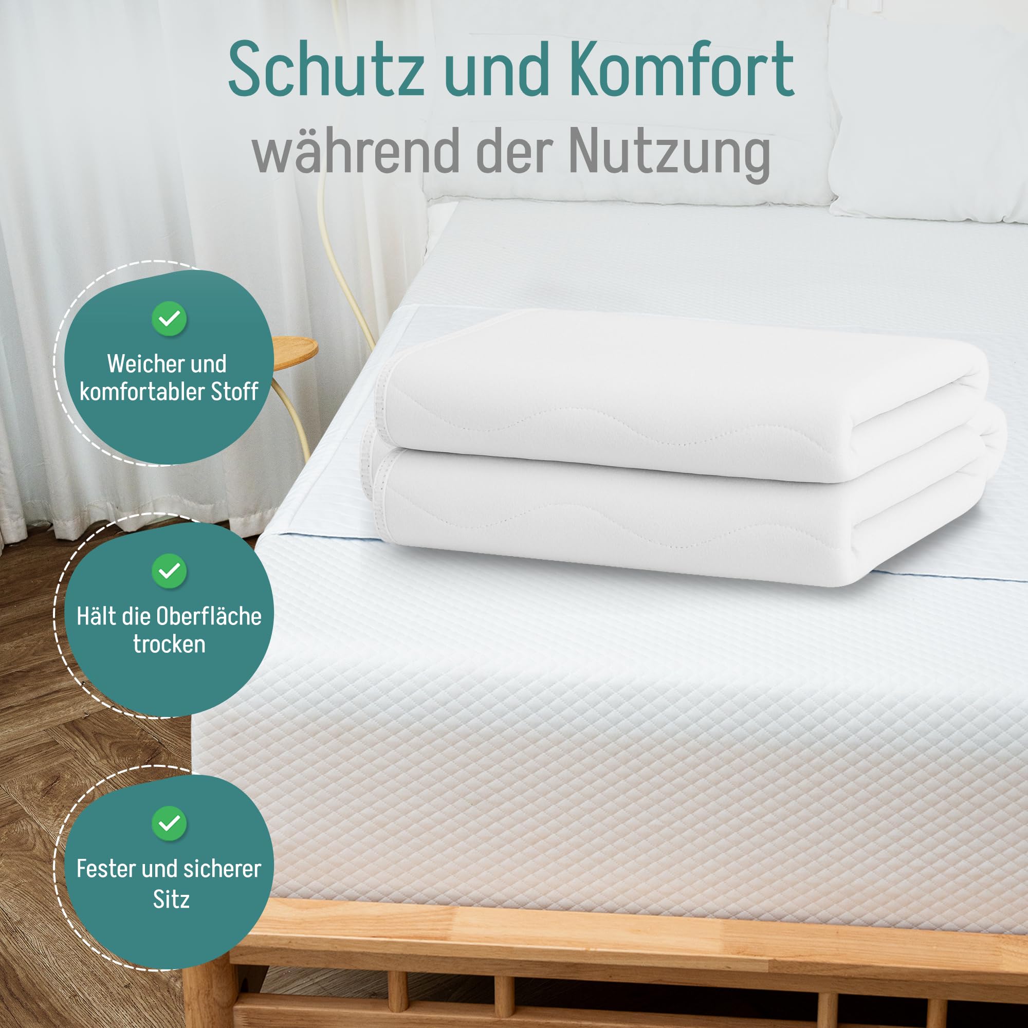 Inkontinenzunterlage Waschbar. Matratzenschutz/matratzenschoner. Inkontinenz bettunterlage. wasserdichte matratzenauflage und Saugfähig: 3,15 litros/m² (135 x 85 cm (Pack x 2))