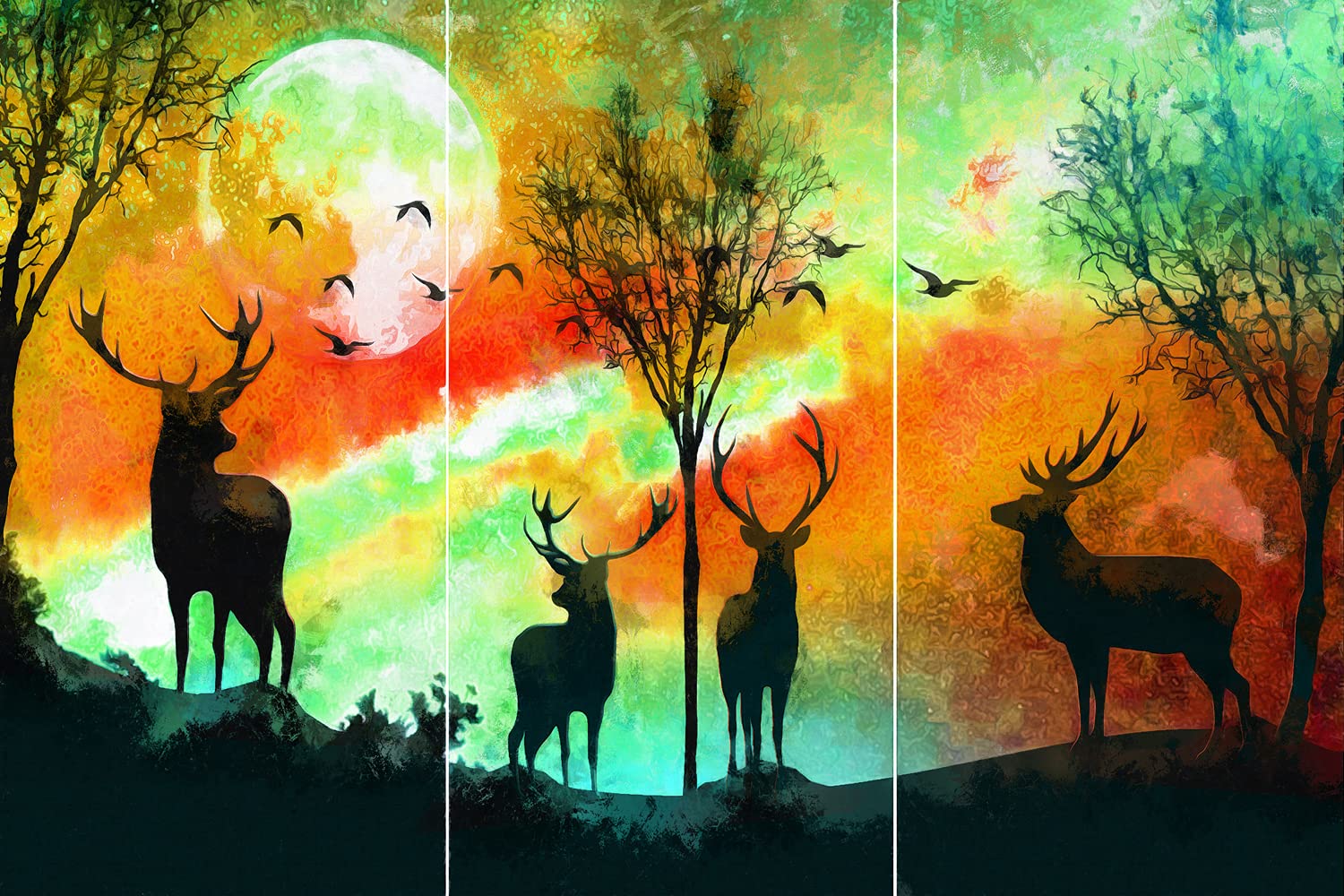 Wonido Jigsaw Puzzles 1000 Pieces for Adults & Kids Eco-Friendly Cardboard Hands-on Exercise Color Recognition Family Fun Game, Forest Deer