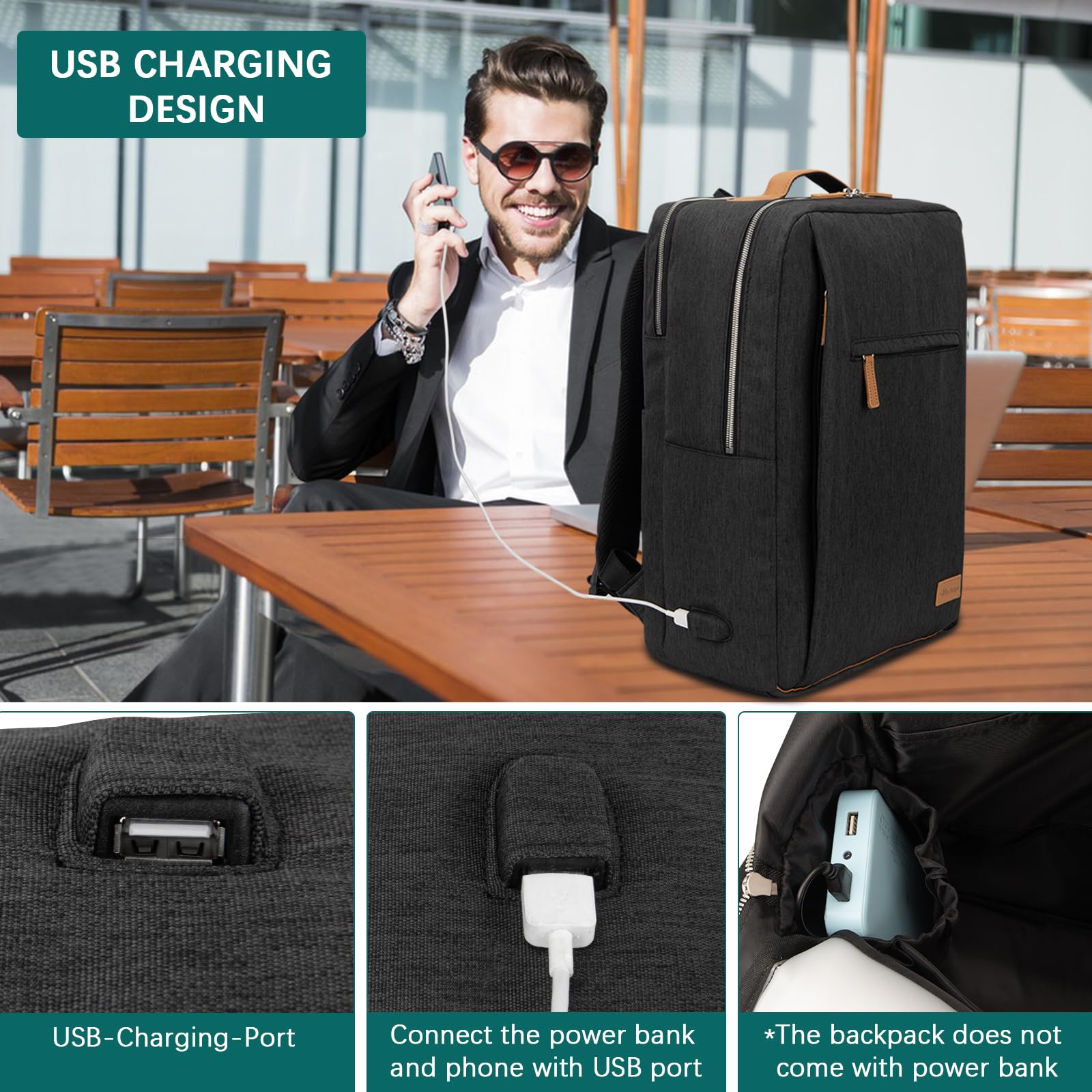 Hp Hope Plecak na Laptopa 15,6-17 Cali, 29 L, Wodoodporny, z Portem USB, dla Mężczyzn i Kobiet, do Podróży, Biznesu, Uczelni