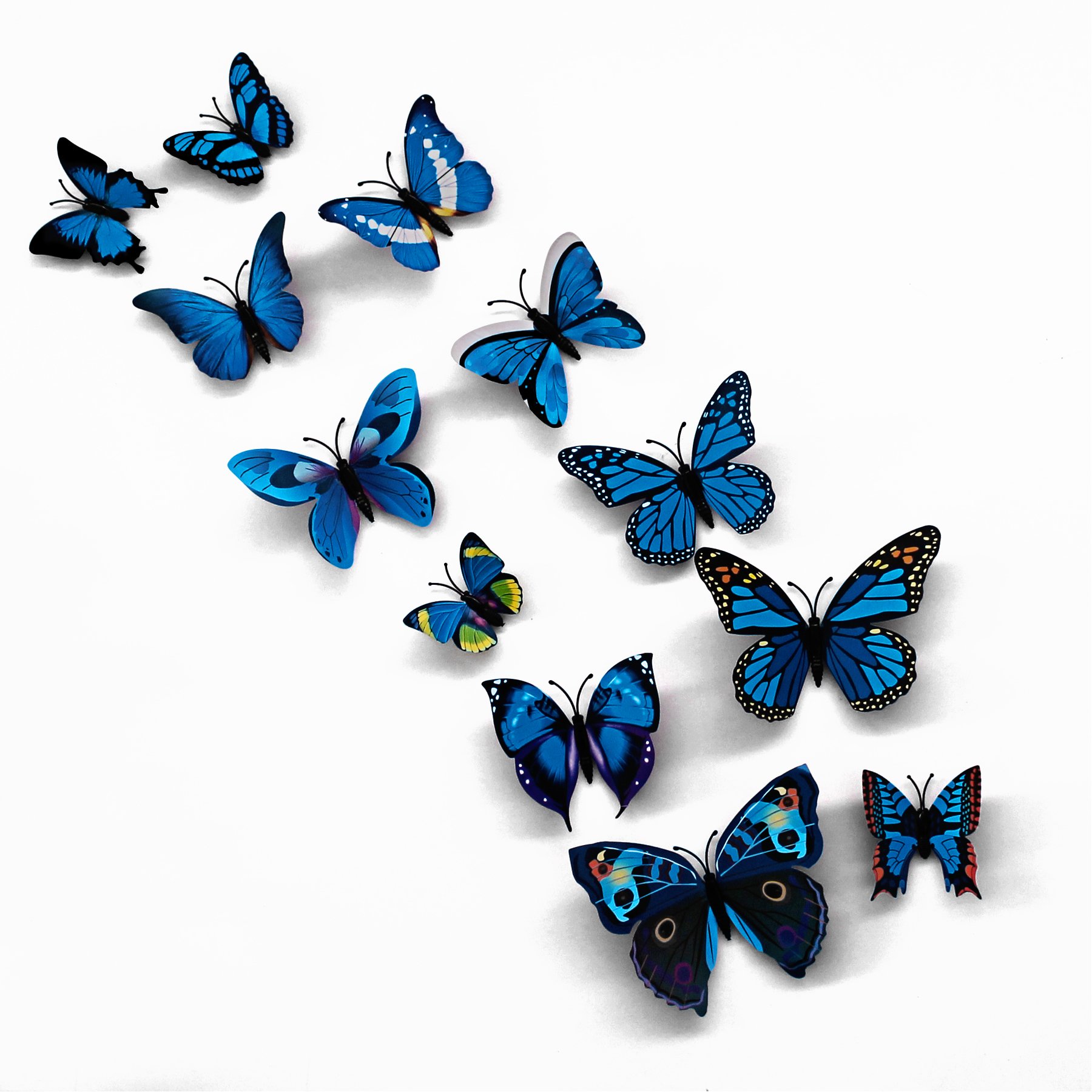Lillyvale Blue 3D Butterfly 12Pcs Stickers Making Stickers Wall Stickers Crafts Butterflies (Blue)