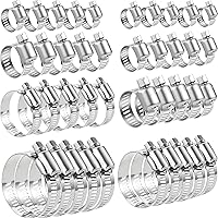 Vista 1 de UD - Abrazadera de manguera de acero inoxidable, 40 abrazaderas de manguera de engranaje helicoidal ajustable, rango de 0.315-1.732 in, kit