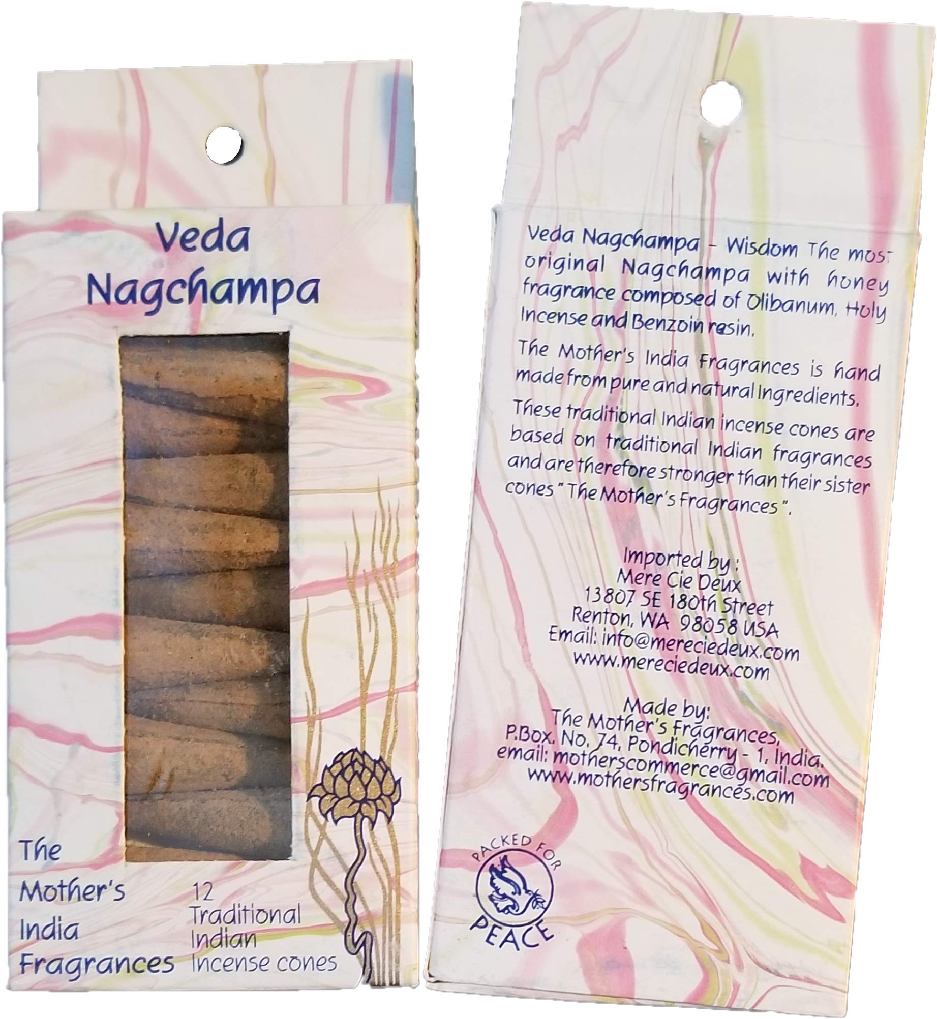 Mother's India Fragrances - Veda Nagchampa Cones (12 Qty) …