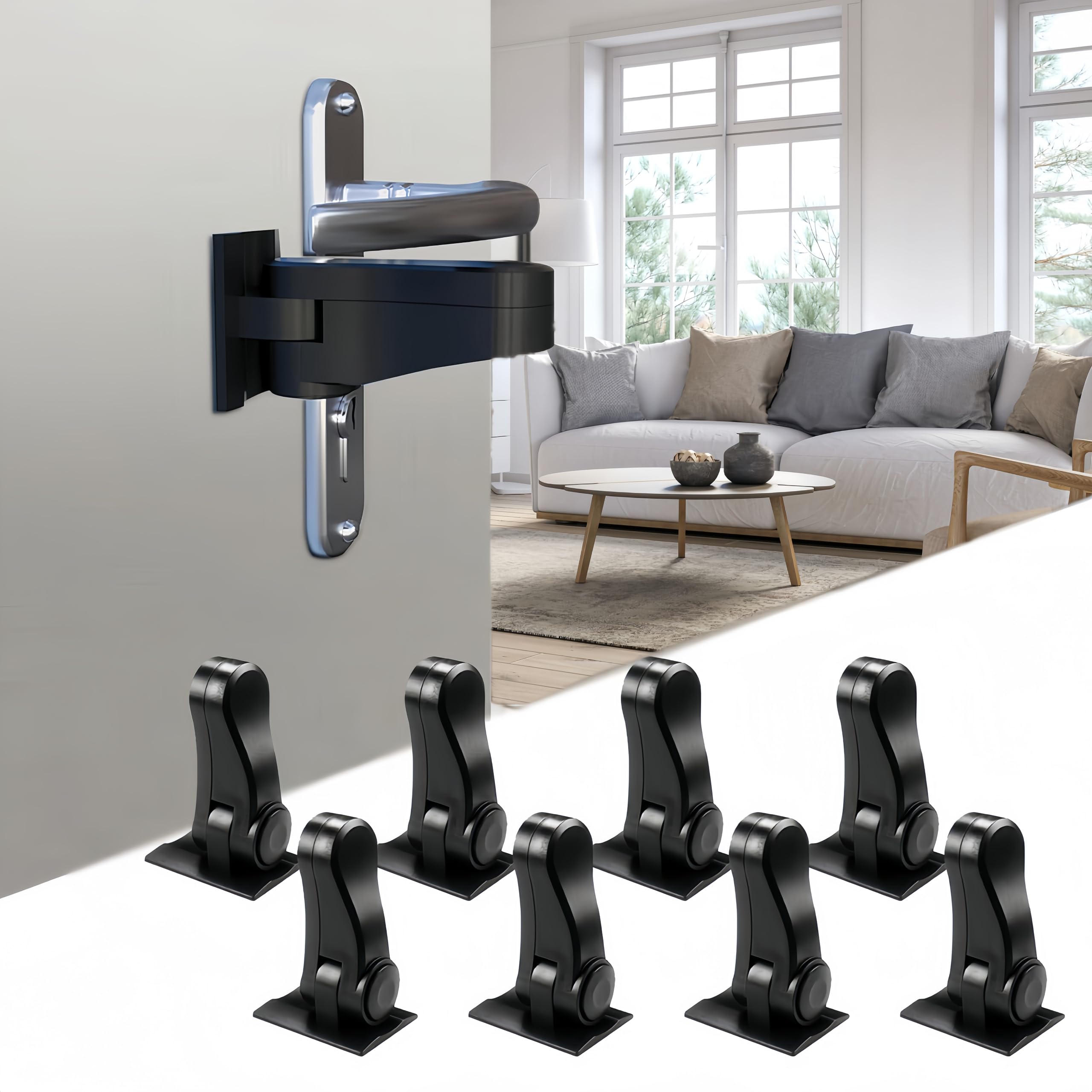 Kindersichere Türgriffschlösser, 8 Stück, Türgriffschlösser mit Klebstoffen für Babys, kein Bohren, schreckt das Öffnen der Tür ab, Kinder- und Kleinkind-Sicherheits-Türgriffschloss, einfachste