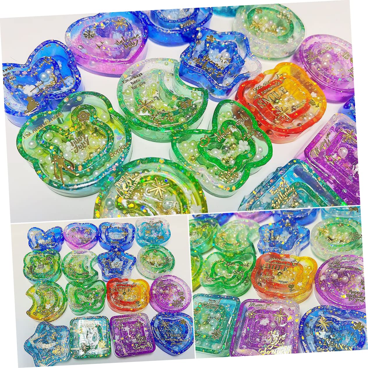 HOMSFOU 3 Set Stampo In Silicone Quicksand Per Portachiavi Anelli Stampo Per Colata Artigianale All'Ingrosso Portachiavi Fai Da Te Creazione Di Per Portachiavi 8 pezzi*3