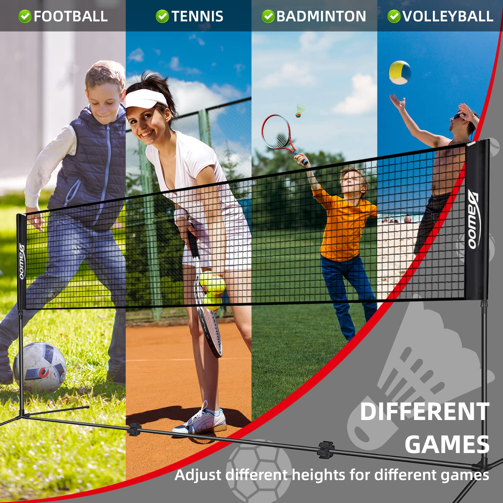 DAWOO Portable Tennis Net Set - Easy Setup, Lightweight, Adjustable, Durable & Convenient.