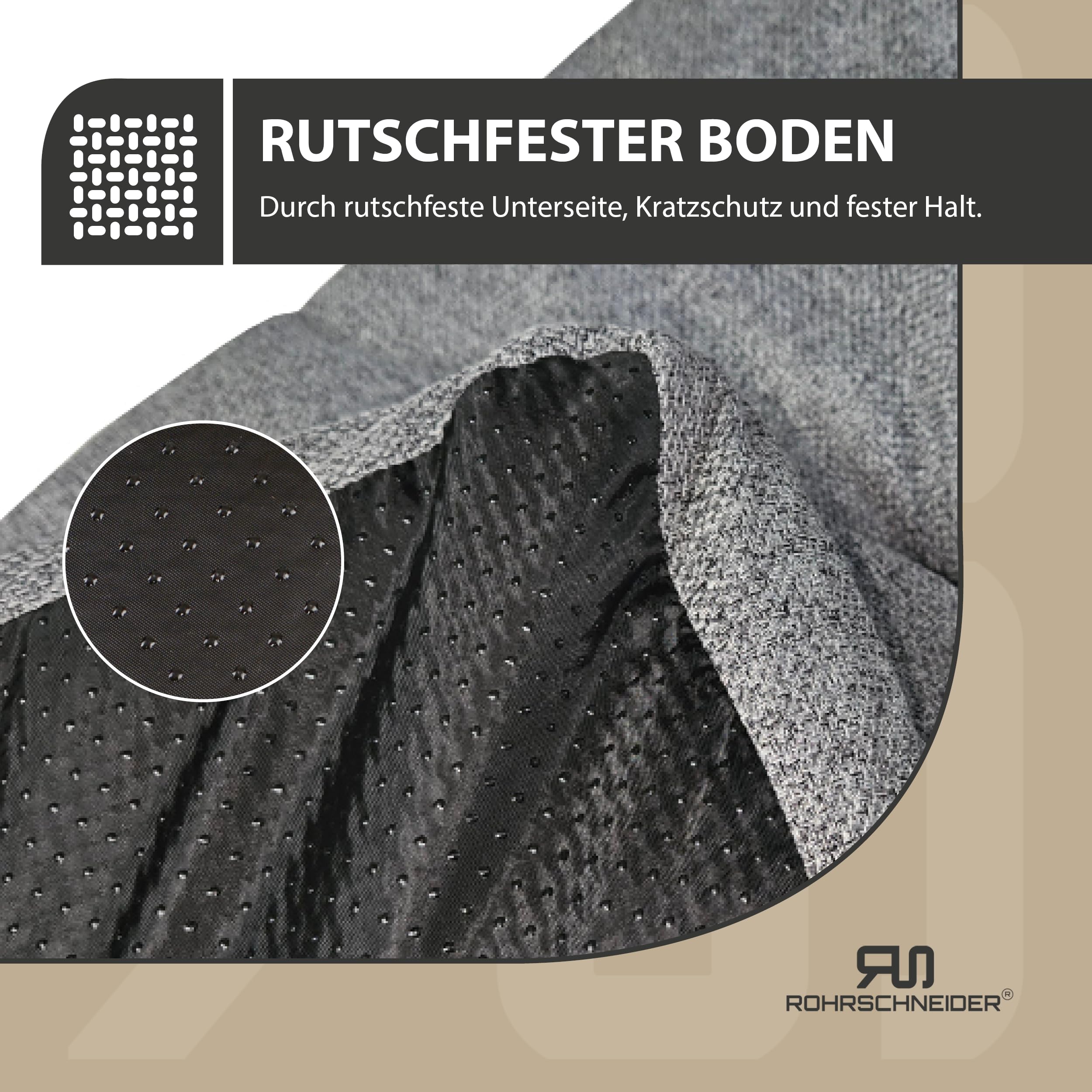 Rohrschneider Hundebett, Anti-Rutsch, kl., mittelgr. & gr. Hunde, Gr.3 grau