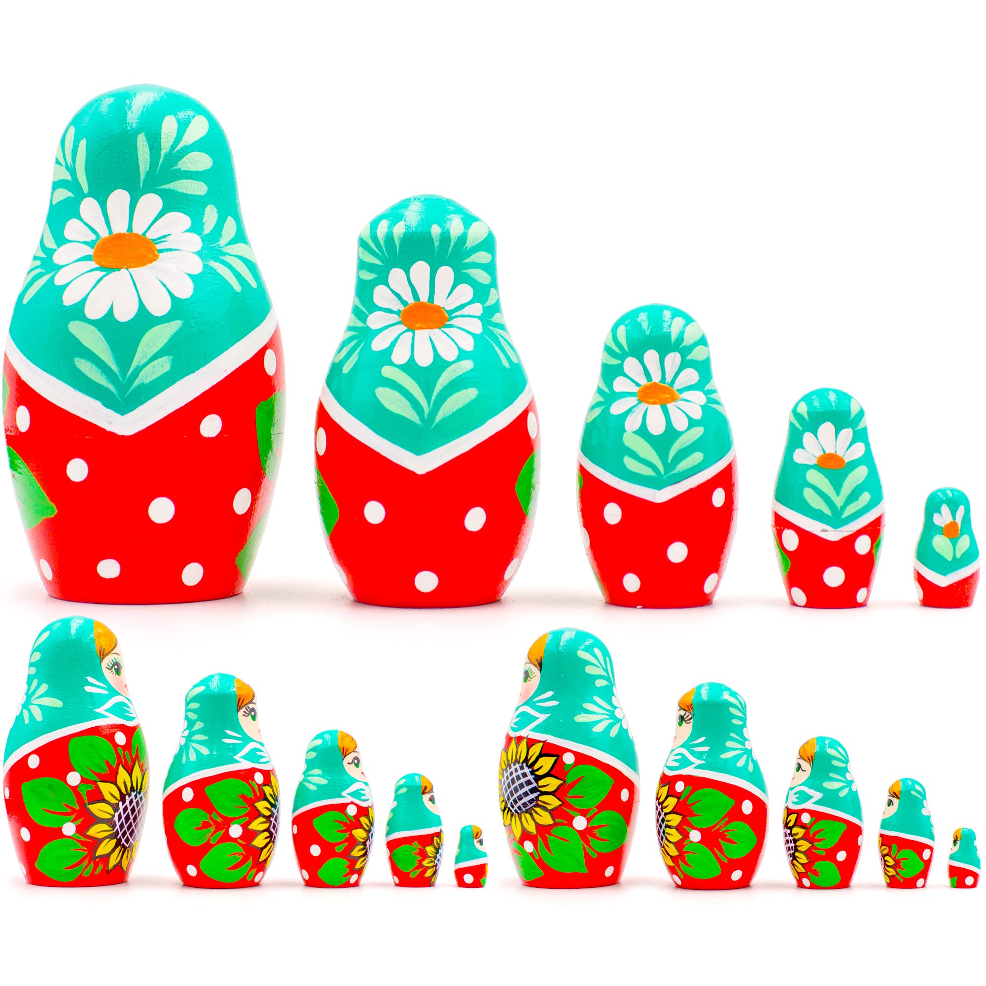 AEVVV Lot de 5 poupées russes gigognes – Poupée russe avec décorations de tournesol – Poupée Matriochka avec tournesols – Décoration de tournesol – Cadeaux de tournesol