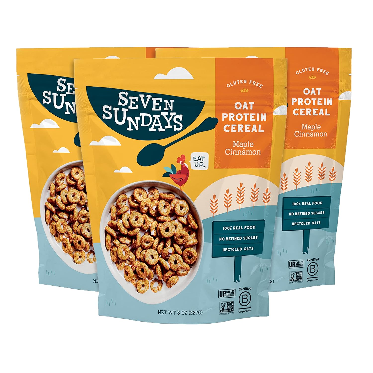 Seven Sundays Upcycled Oat Protein Cereal Maple Cinnamon 3Pack High Protein