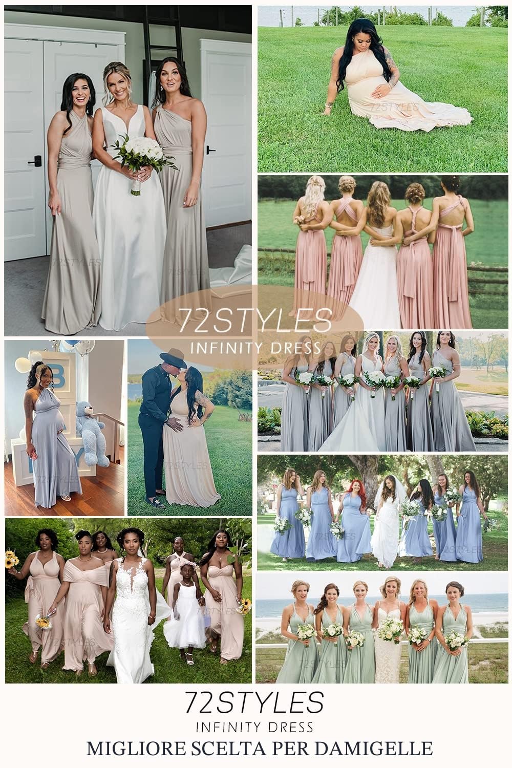 72styles Abito Infinity da Damigella d'Onore, Multiway da Cerimonia, Lungo, Maxi, Taglie Forti, Abito da Sera, Ospite di Matrimonio