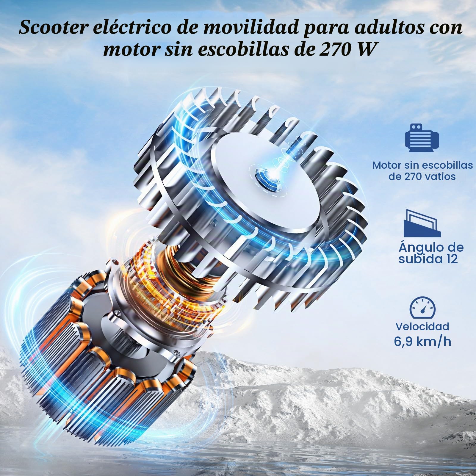 Scooters para Personas Mayores,Scooter De Movilidad De Viaje con Motor De 4 Ruedas,Scooter De Movilidad Plegable,con Batería De Litio Extraíble De 20 AH,Apto para Personas Mayores Black